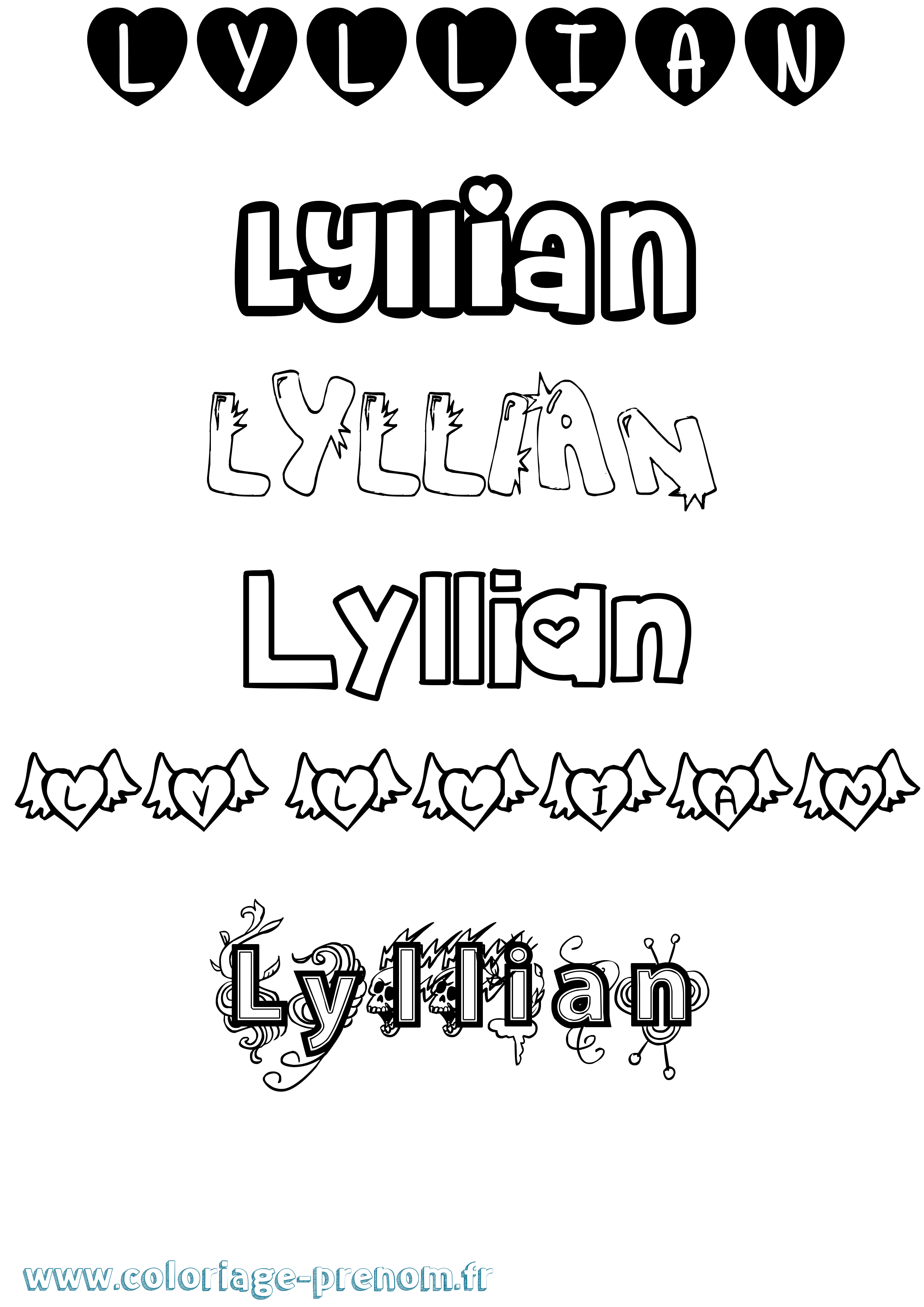 Coloriage Lyllian Girly Coloriage prénom Lyllian Girly