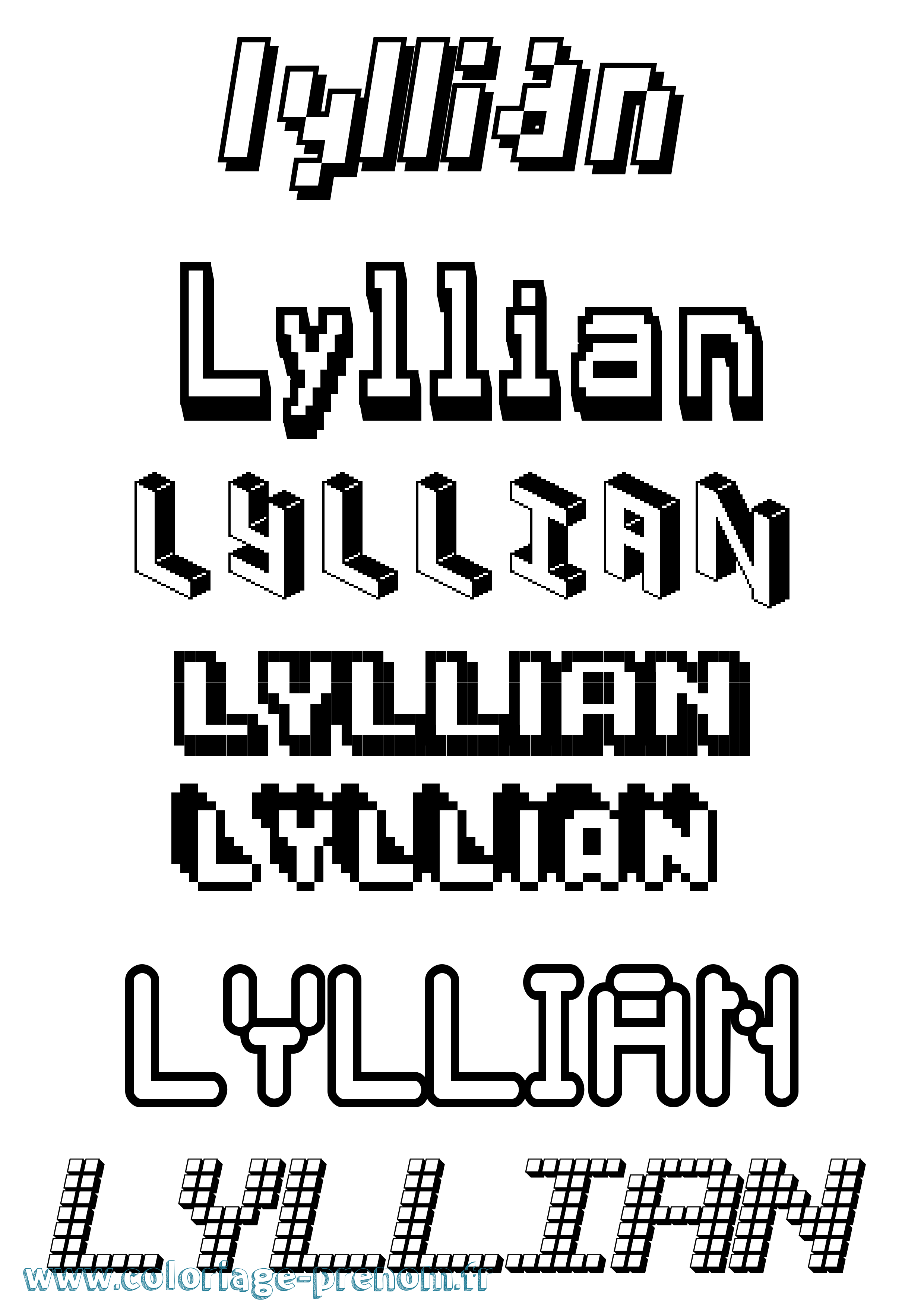 Coloriage Lyllian Pixel Coloriage prénom Lyllian Pixel