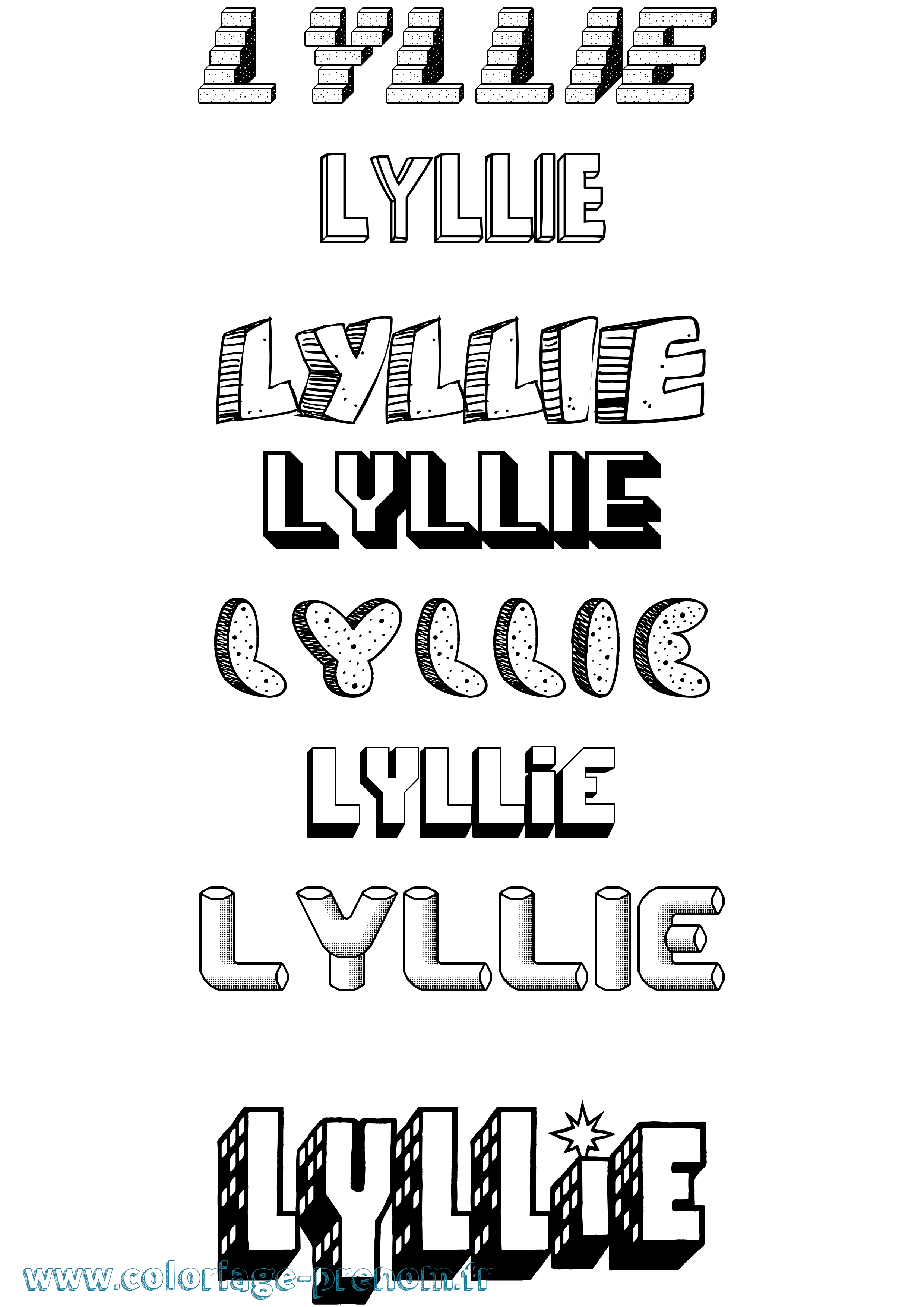 Coloriage Lyllie Effet 3D Coloriage prénom Lyllie Effet 3D