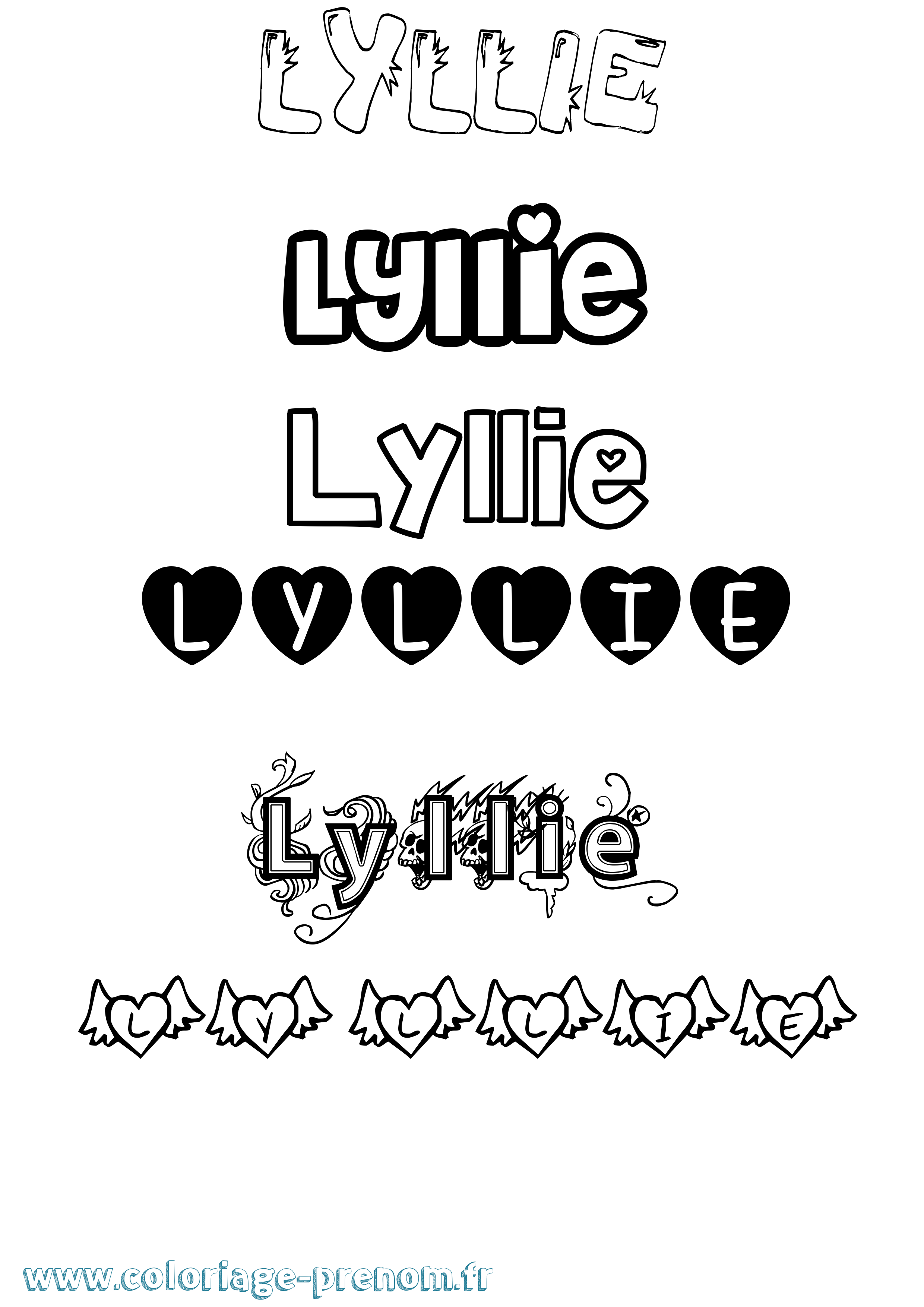 Coloriage Lyllie Girly Coloriage prénom Lyllie Girly