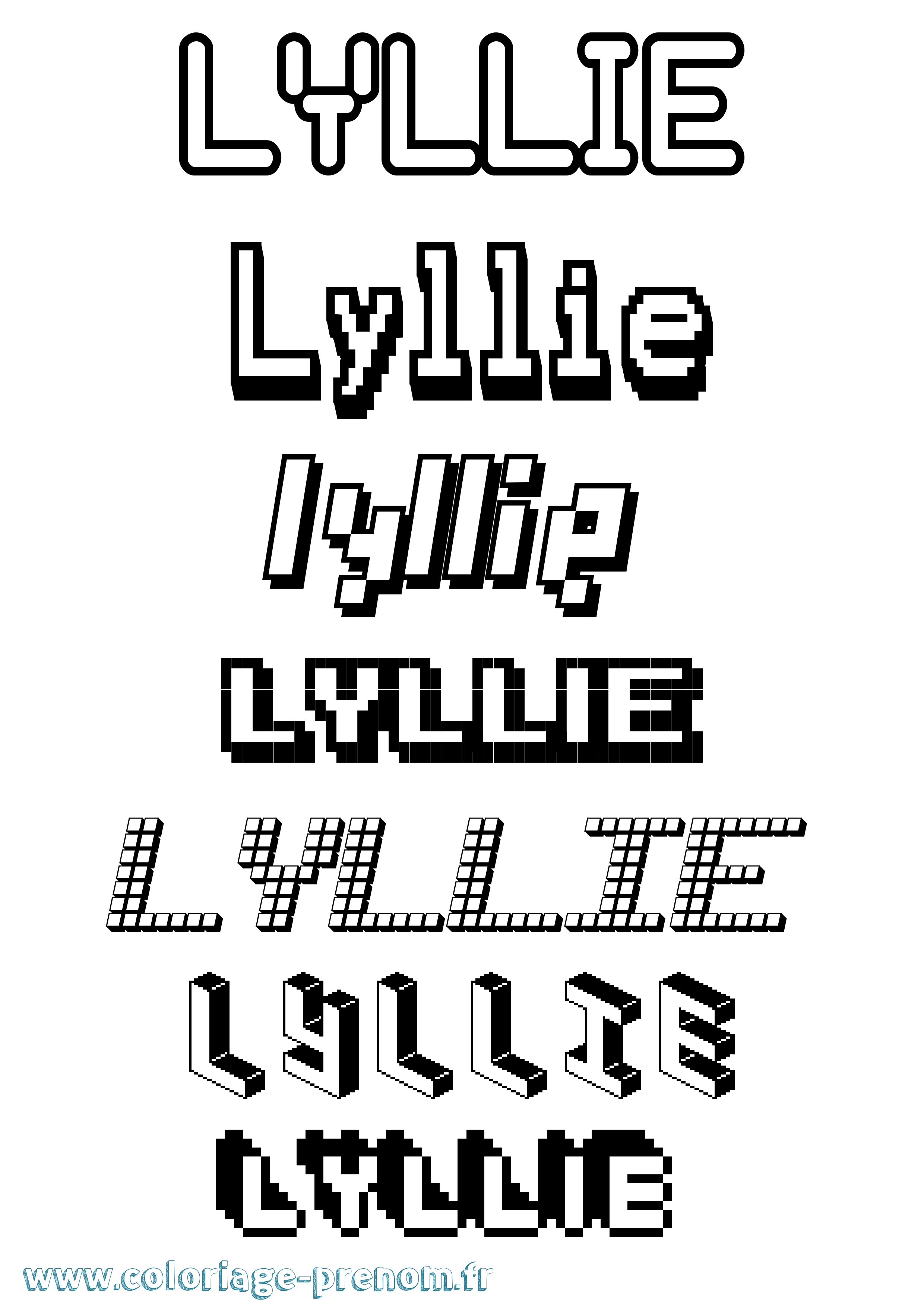 Coloriage Lyllie Pixel Coloriage prénom Lyllie Pixel