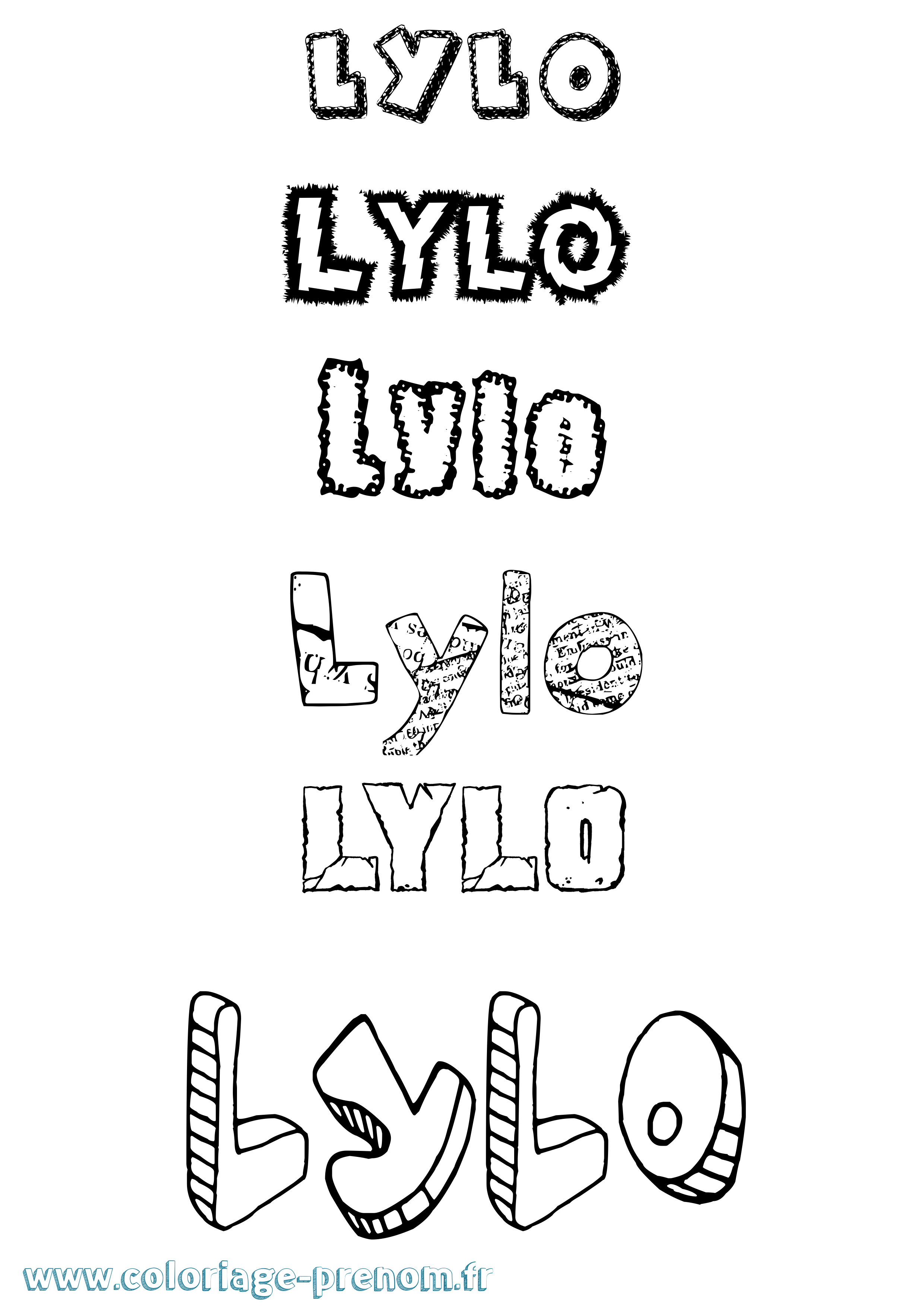 Coloriage Lylo Destructuré Coloriage prénom Lylo Destructuré