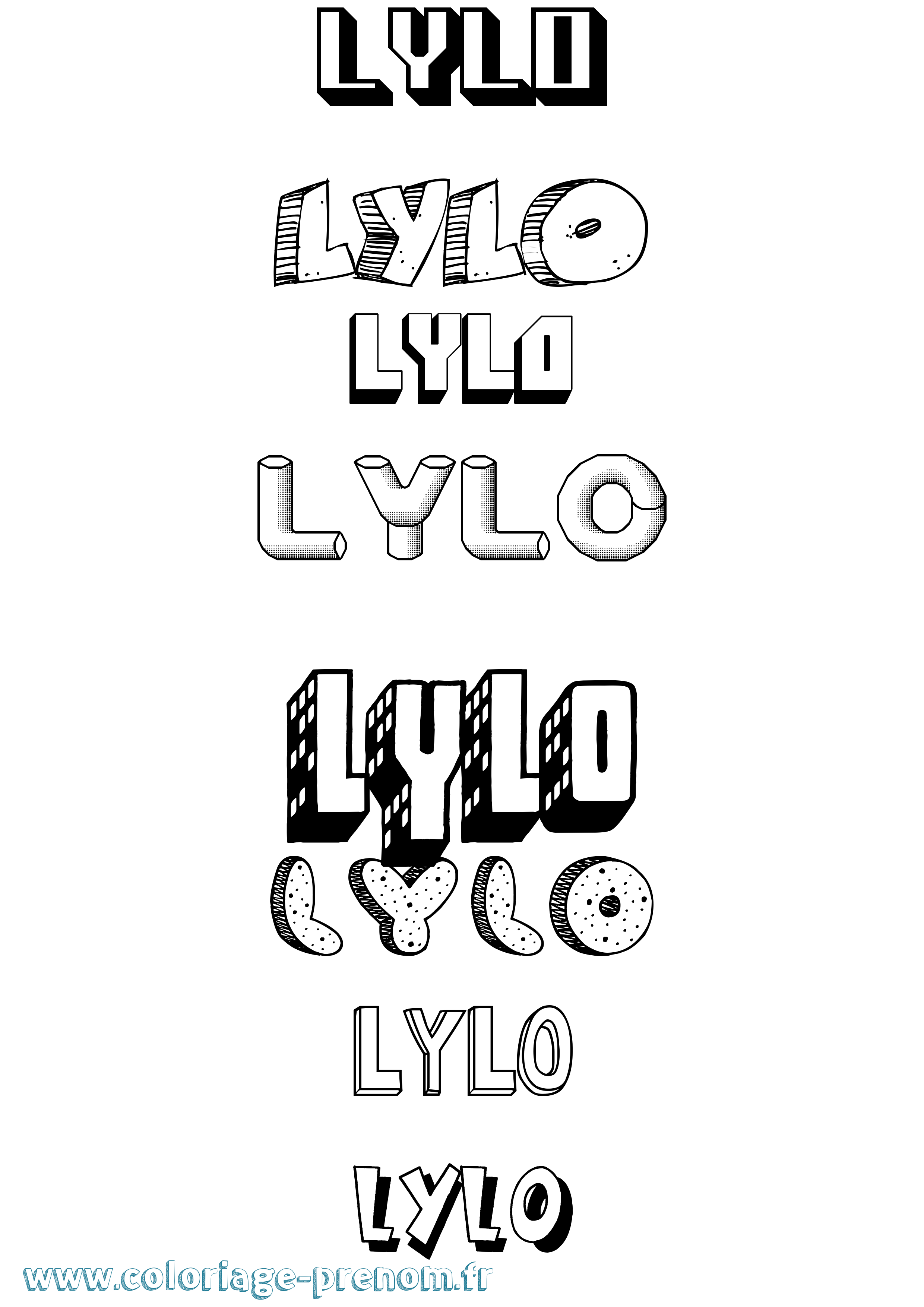 Coloriage Lylo Effet 3D Coloriage prénom Lylo Effet 3D