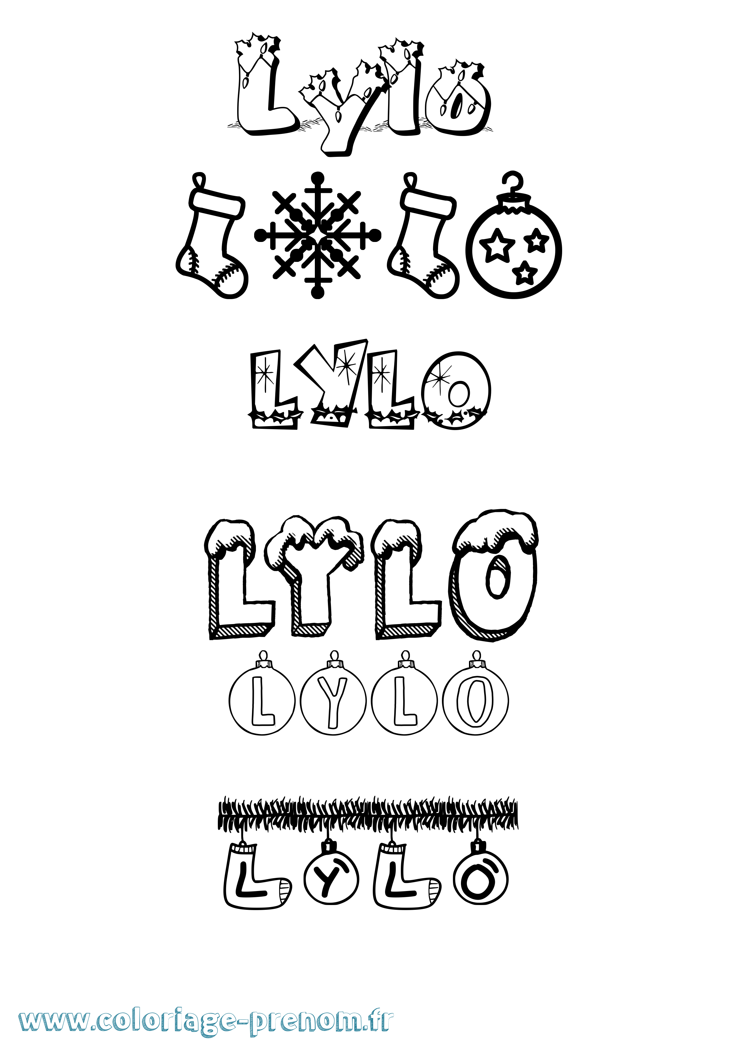Coloriage Lylo Noël Coloriage prénom Lylo Noël