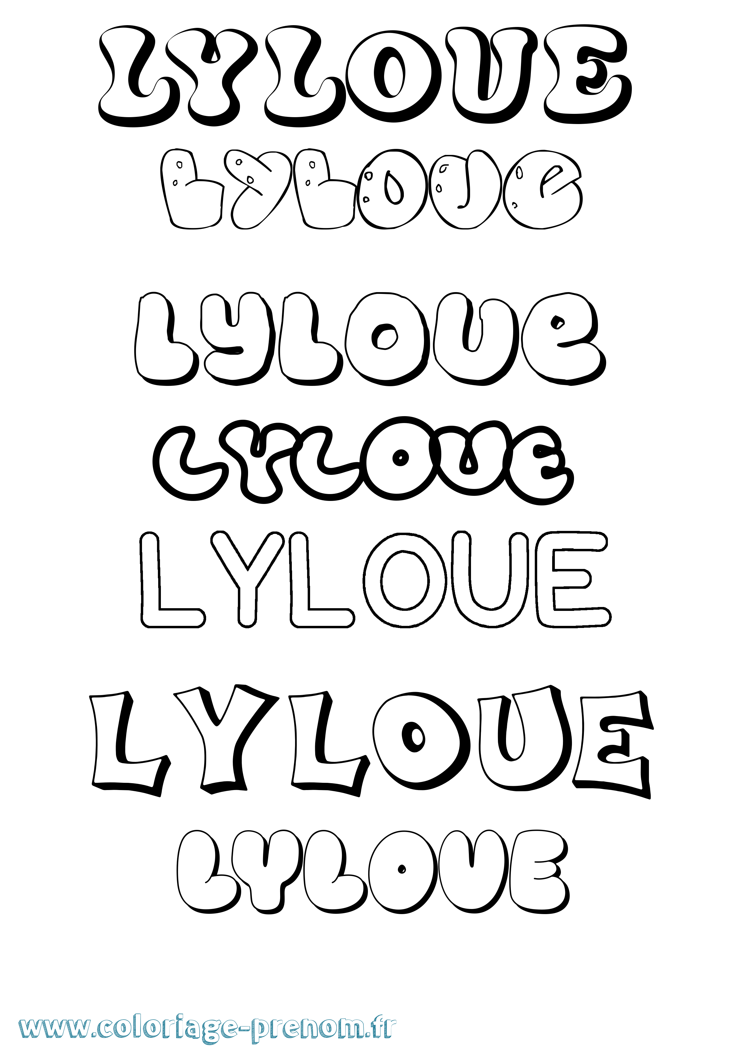 Coloriage Lyloue Bubble Coloriage prénom Lyloue Bubble