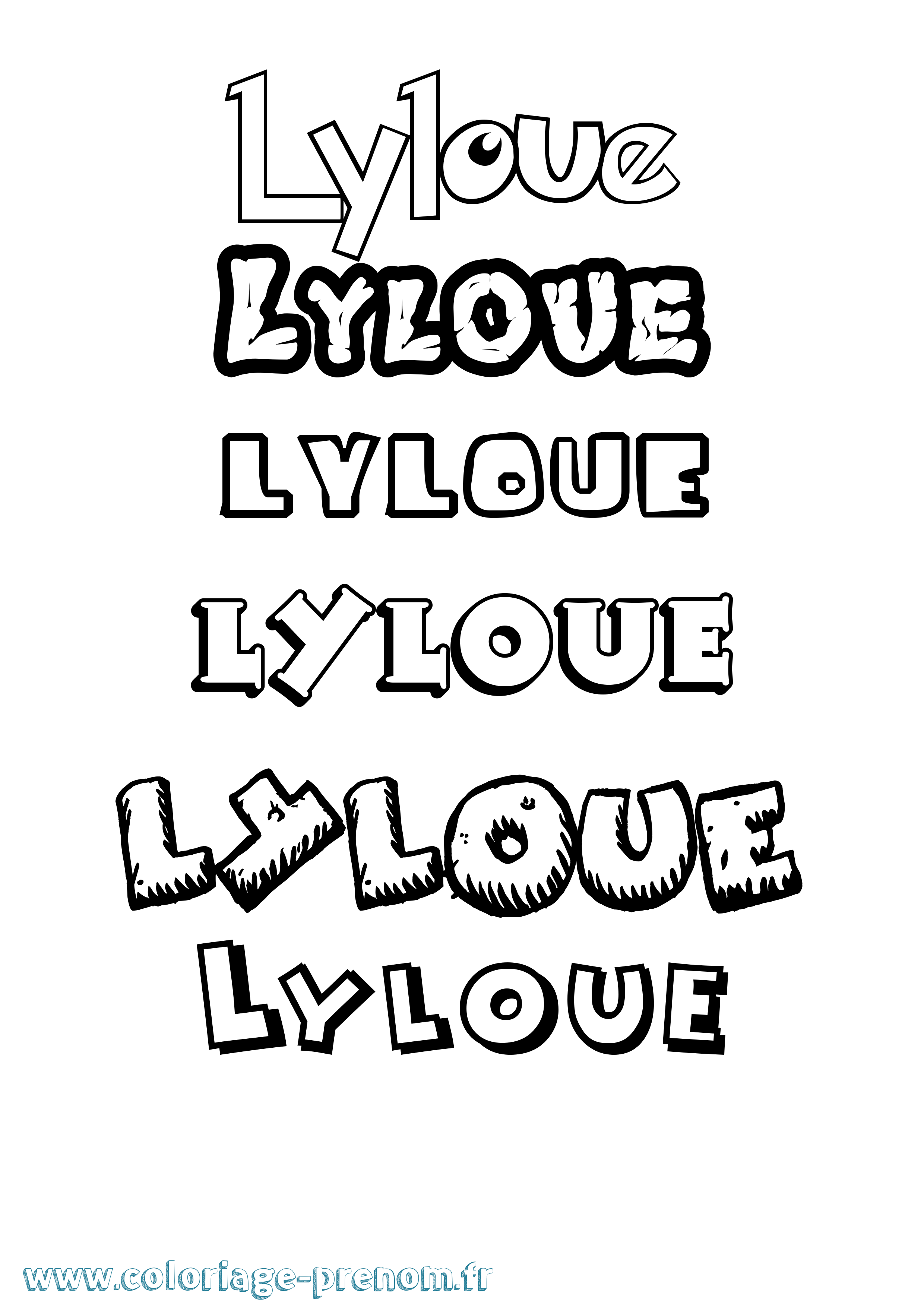 Coloriage Lyloue Dessin Animé Coloriage prénom Lyloue Dessin Animé