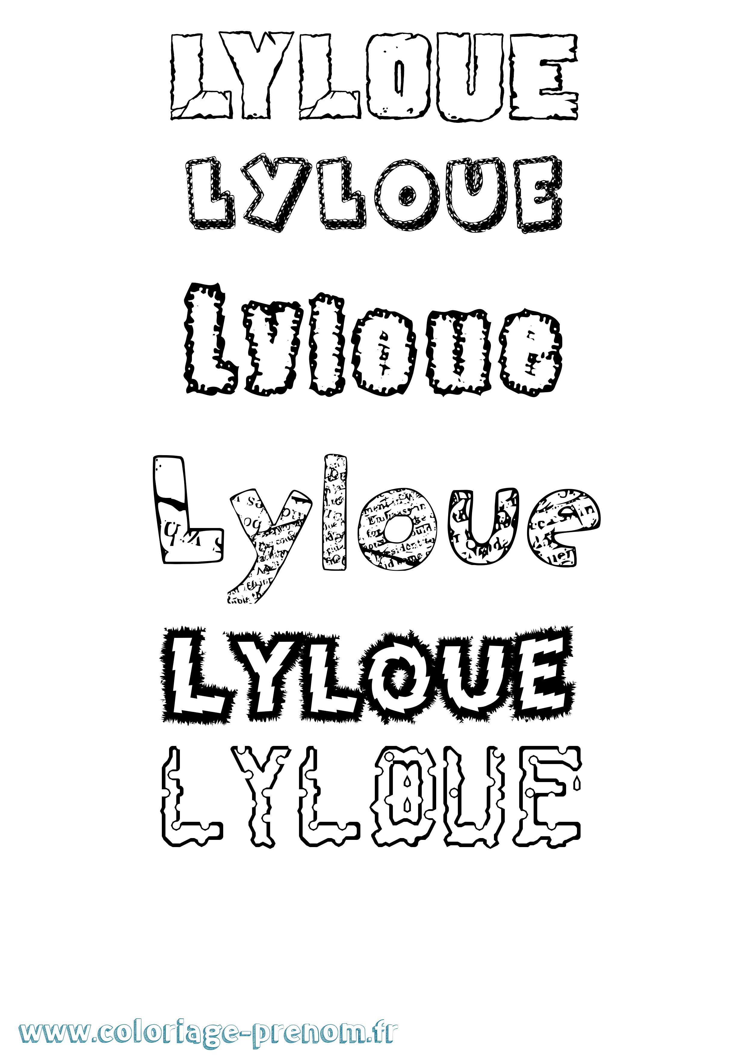 Coloriage Lyloue Destructuré Coloriage prénom Lyloue Destructuré
