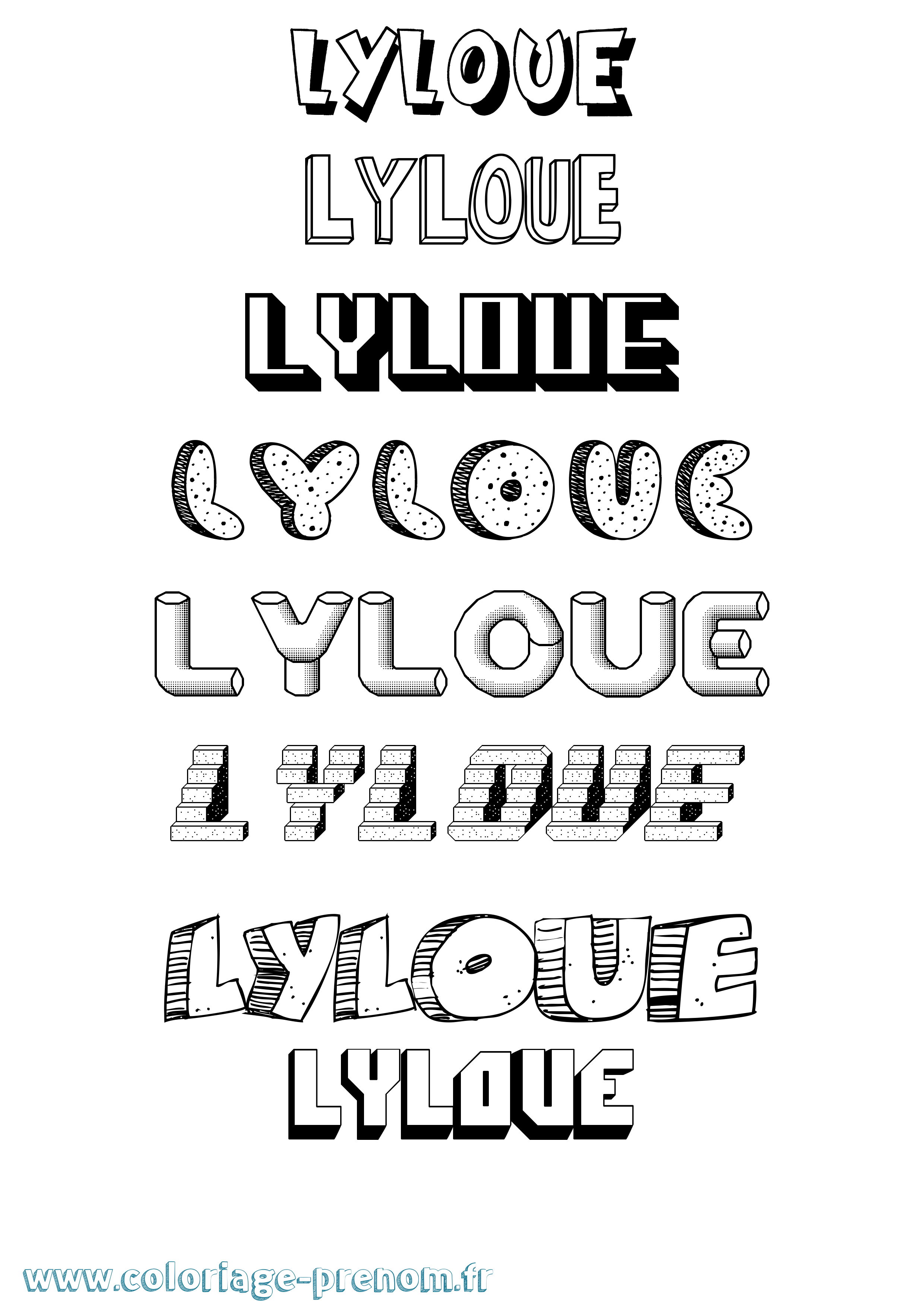 Coloriage Lyloue Effet 3D Coloriage prénom Lyloue Effet 3D