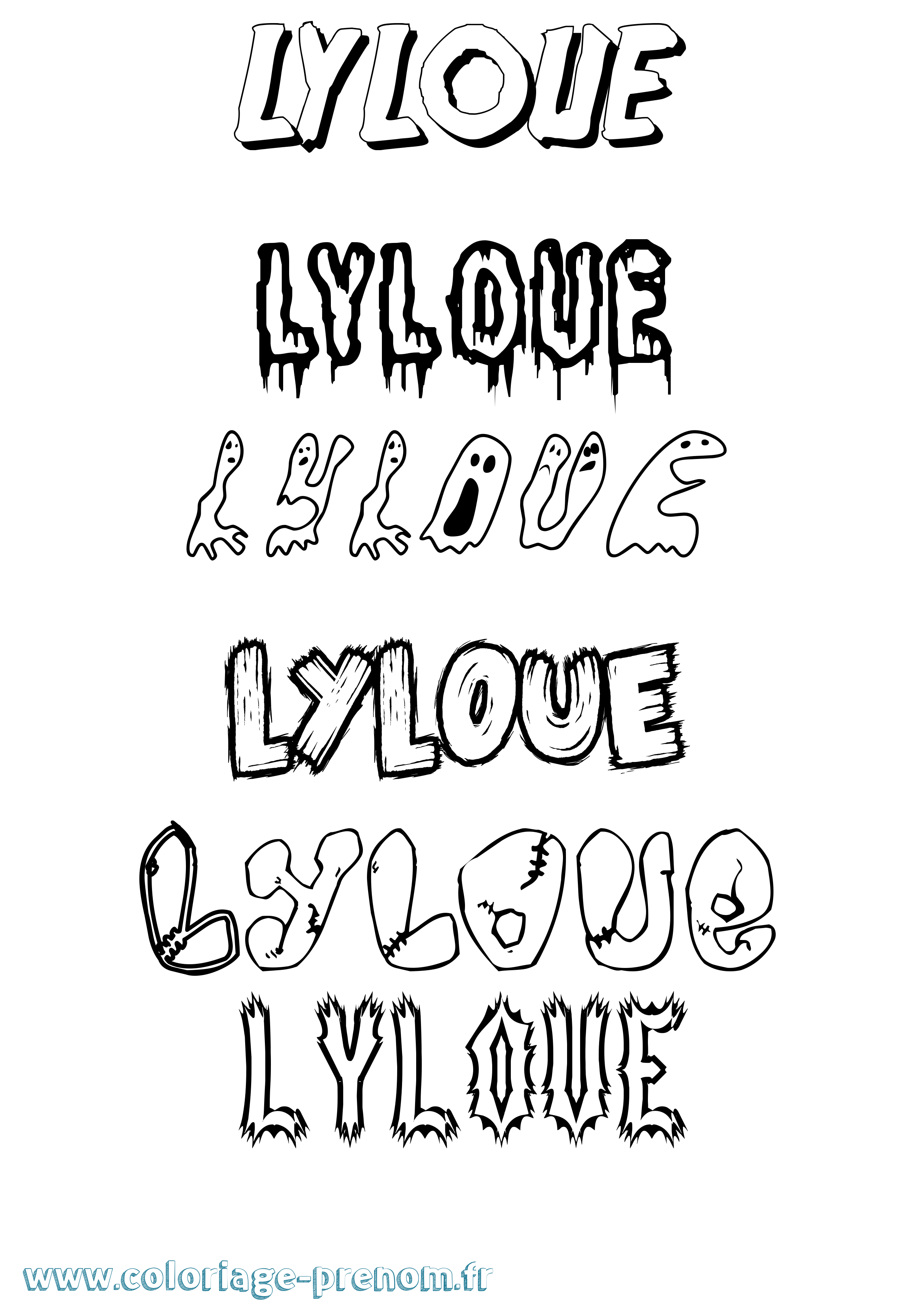 Coloriage Lyloue Frisson Coloriage prénom Lyloue Frisson