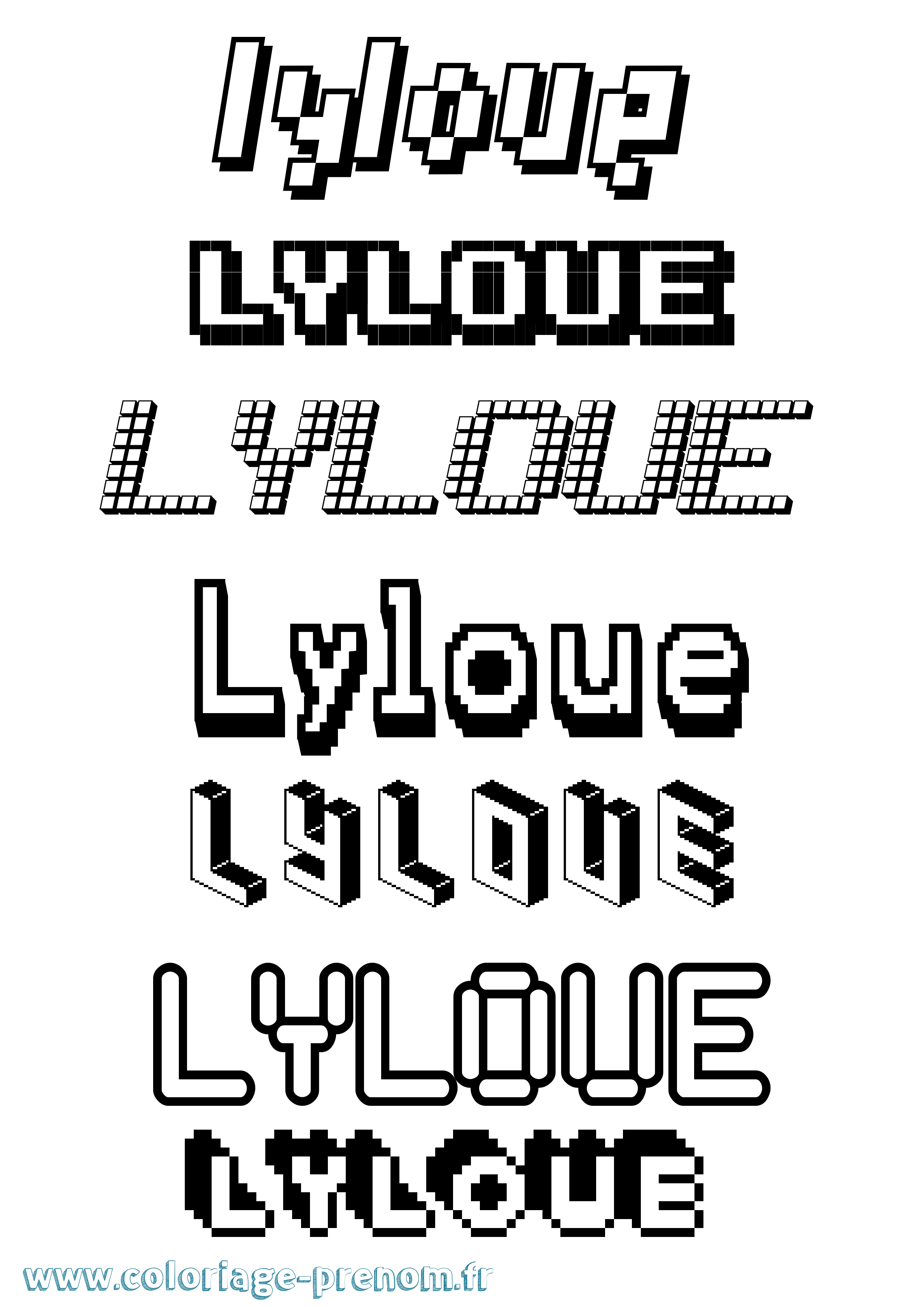 Coloriage Lyloue Pixel Coloriage prénom Lyloue Pixel