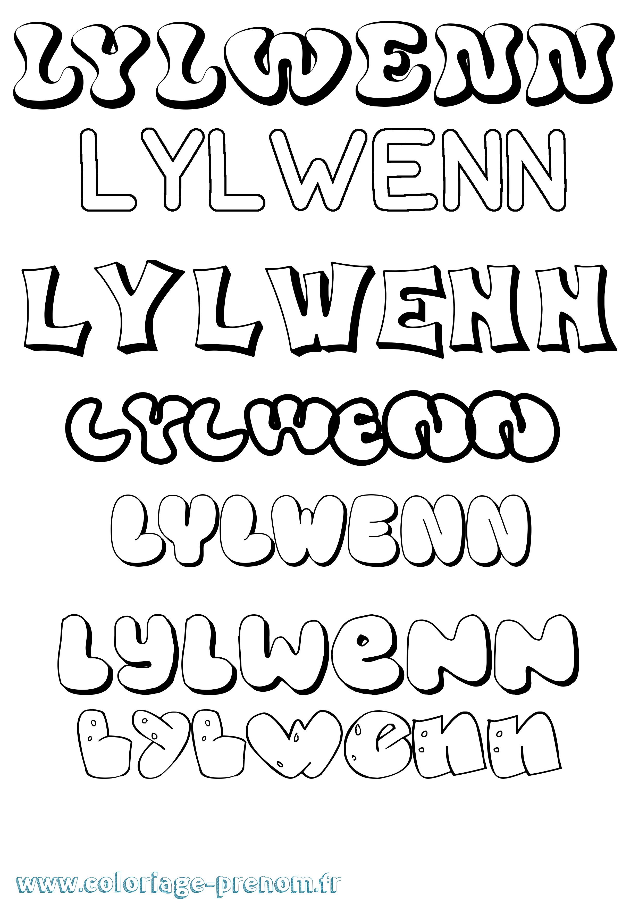 Coloriage Lylwenn Bubble Coloriage prénom Lylwenn Bubble