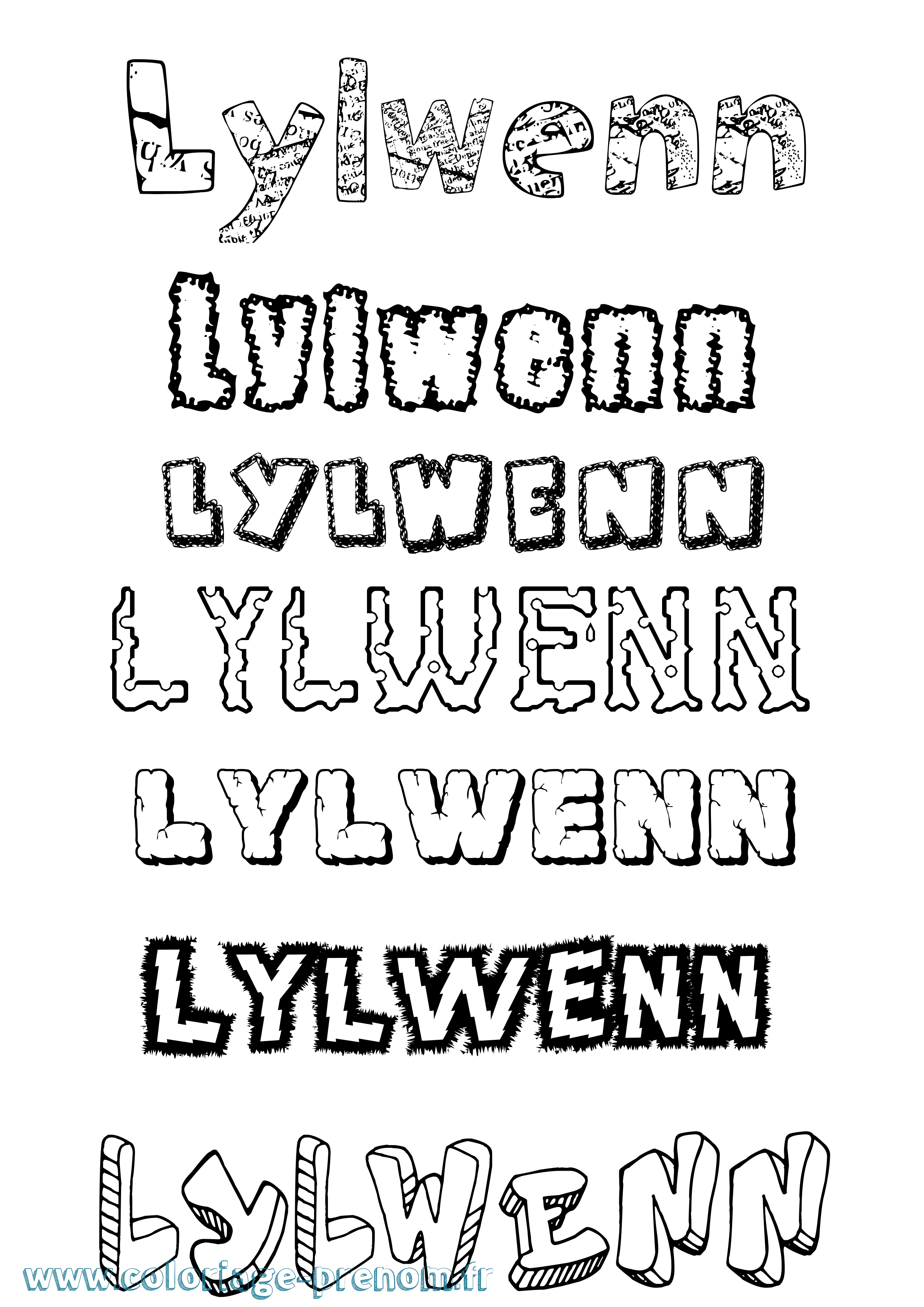 Coloriage Lylwenn Destructuré Coloriage prénom Lylwenn Destructuré