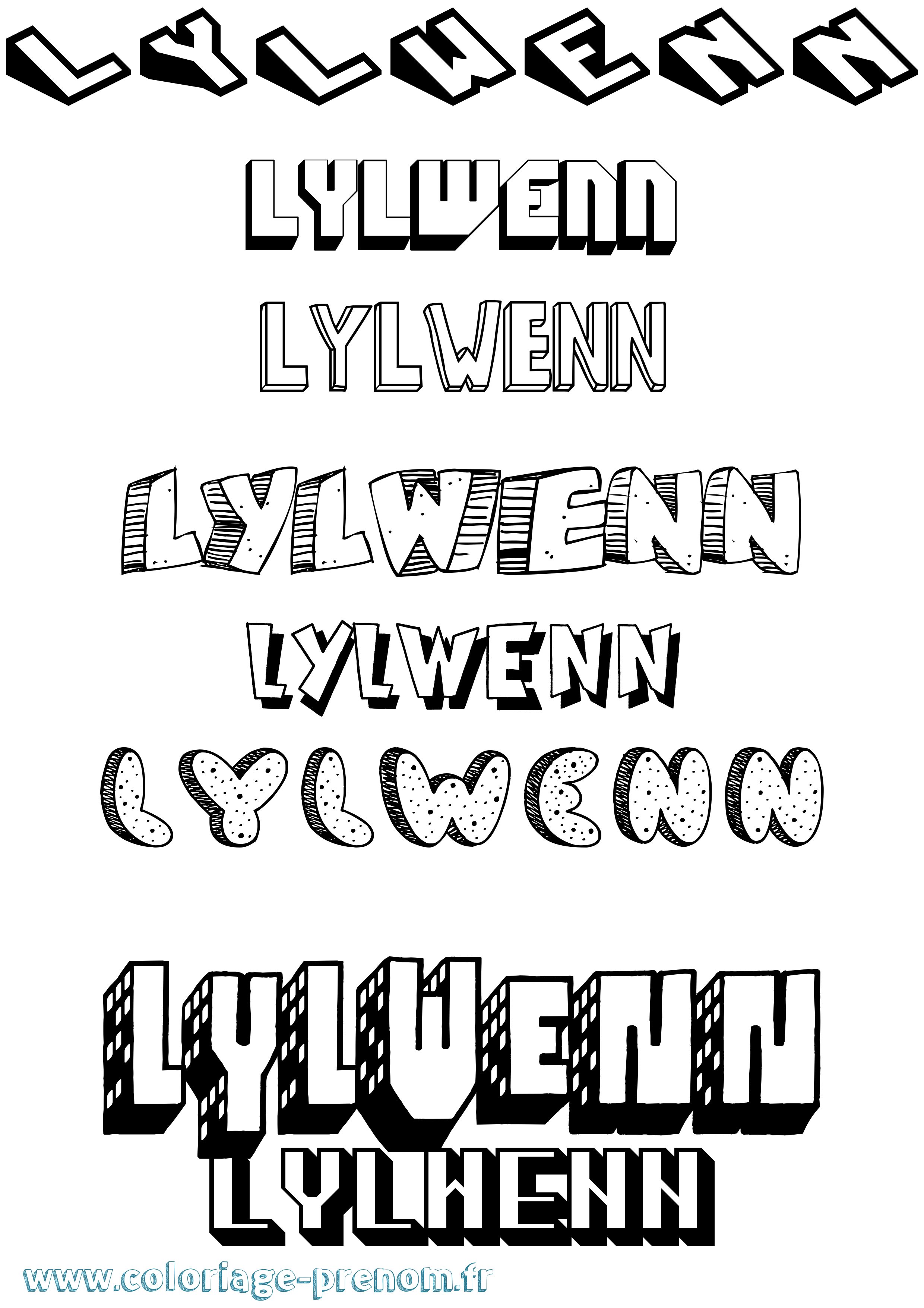 Coloriage Lylwenn Effet 3D Coloriage prénom Lylwenn Effet 3D