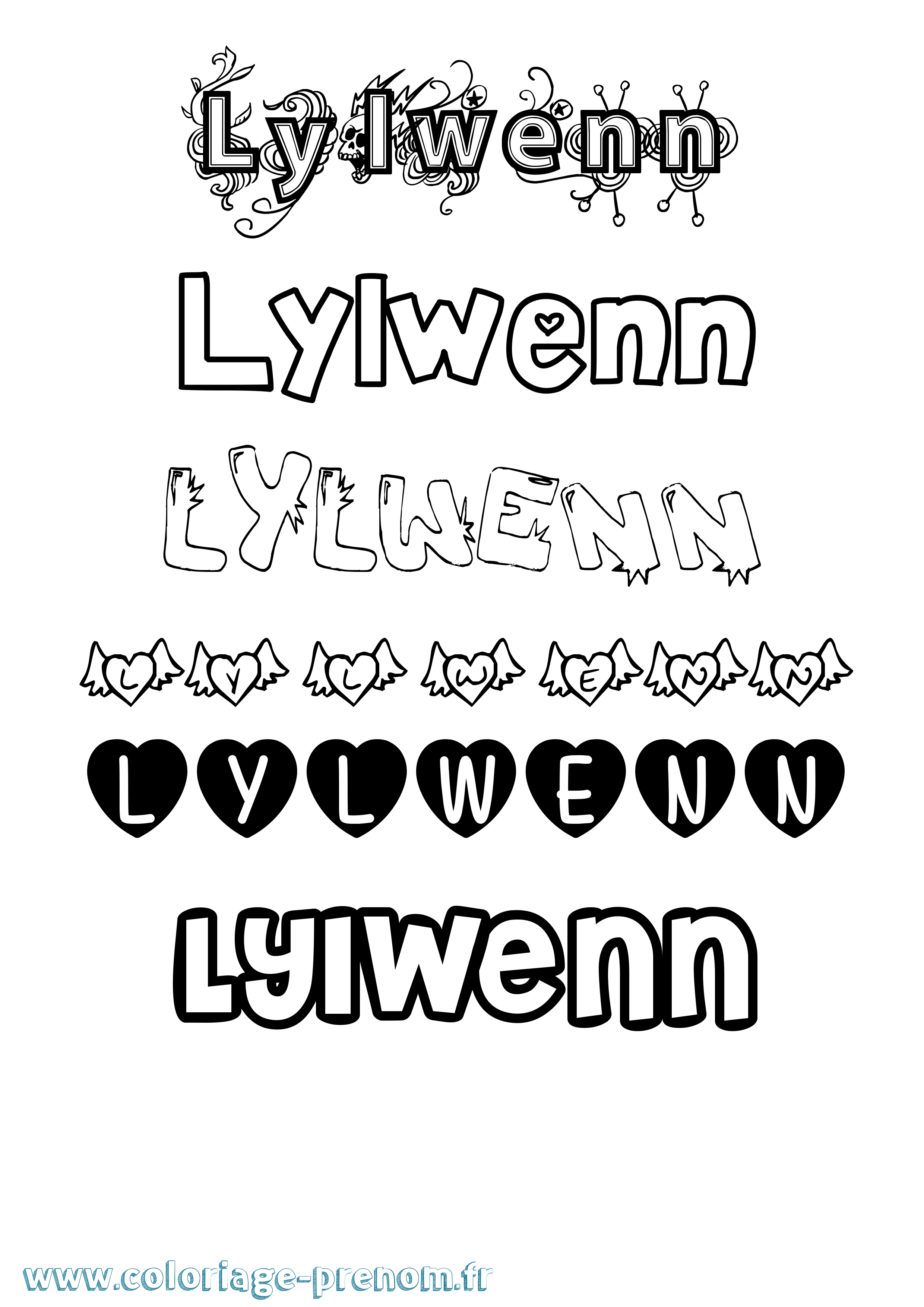Coloriage Lylwenn Girly Coloriage prénom Lylwenn Girly