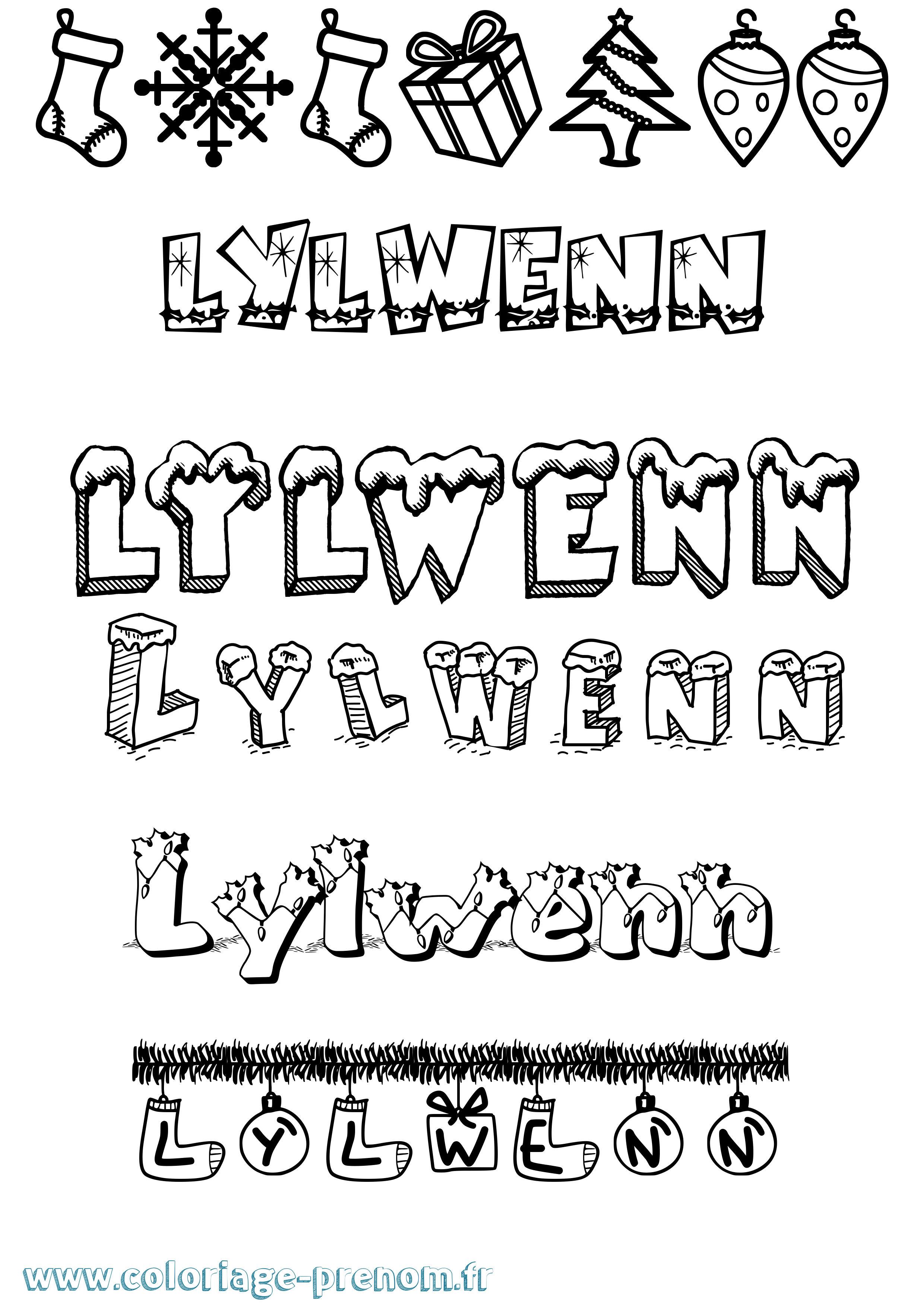 Coloriage Lylwenn Noël Coloriage prénom Lylwenn Noël
