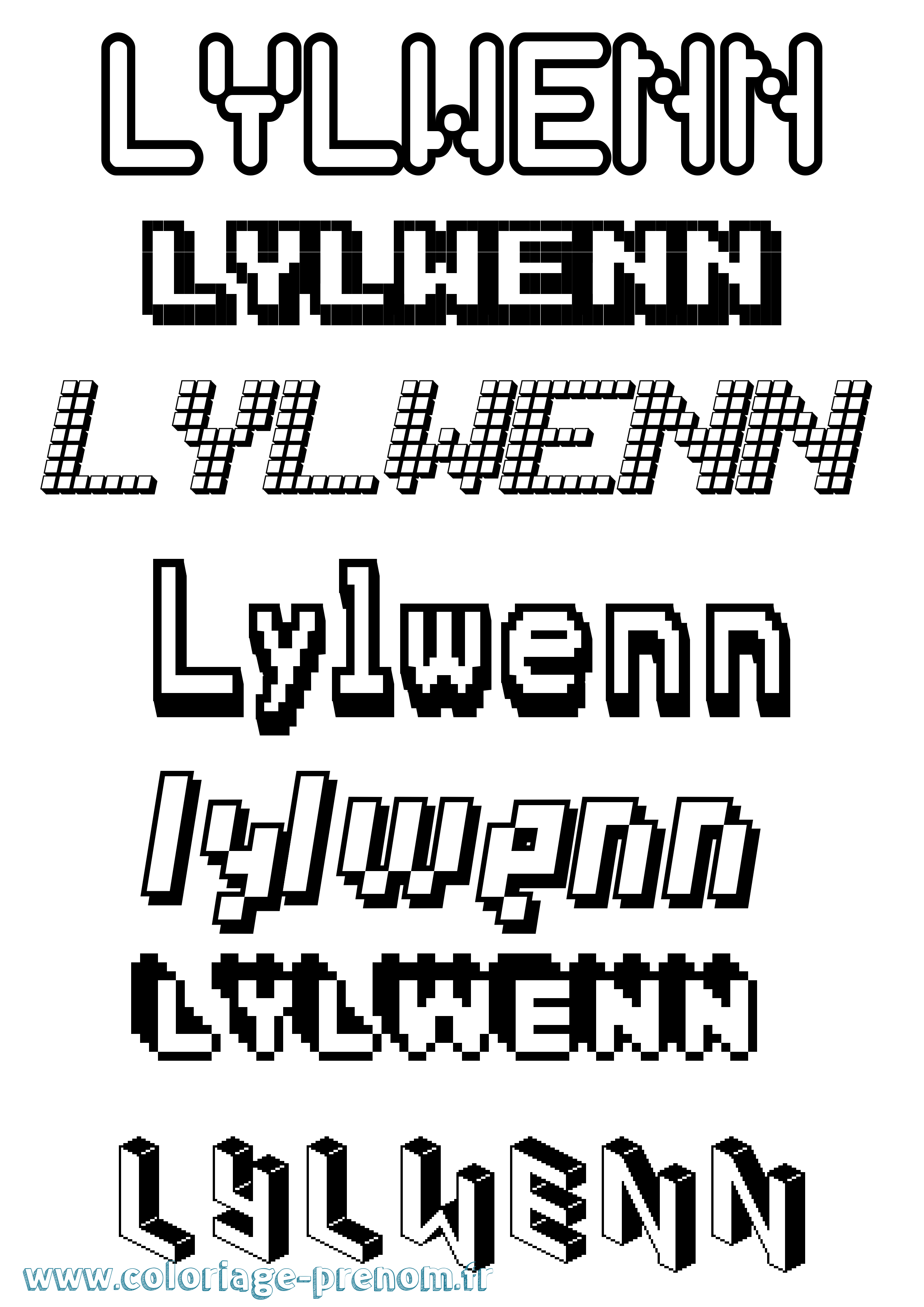 Coloriage Lylwenn Pixel Coloriage prénom Lylwenn Pixel