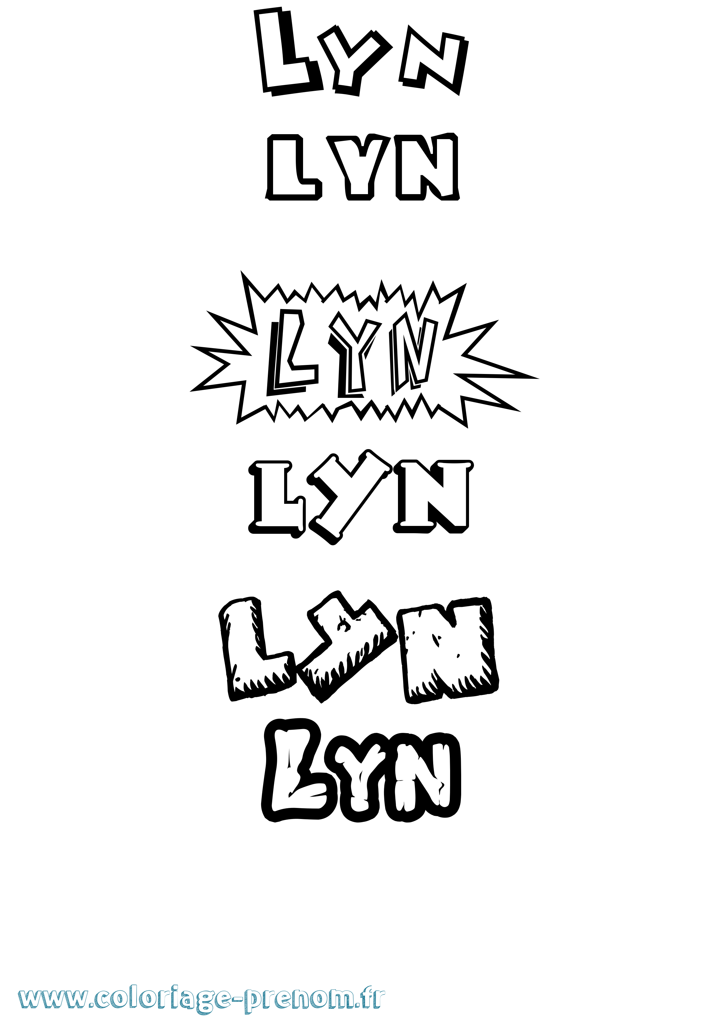 Coloriage Lyn Dessin Animé Coloriage prénom Lyn Dessin Animé