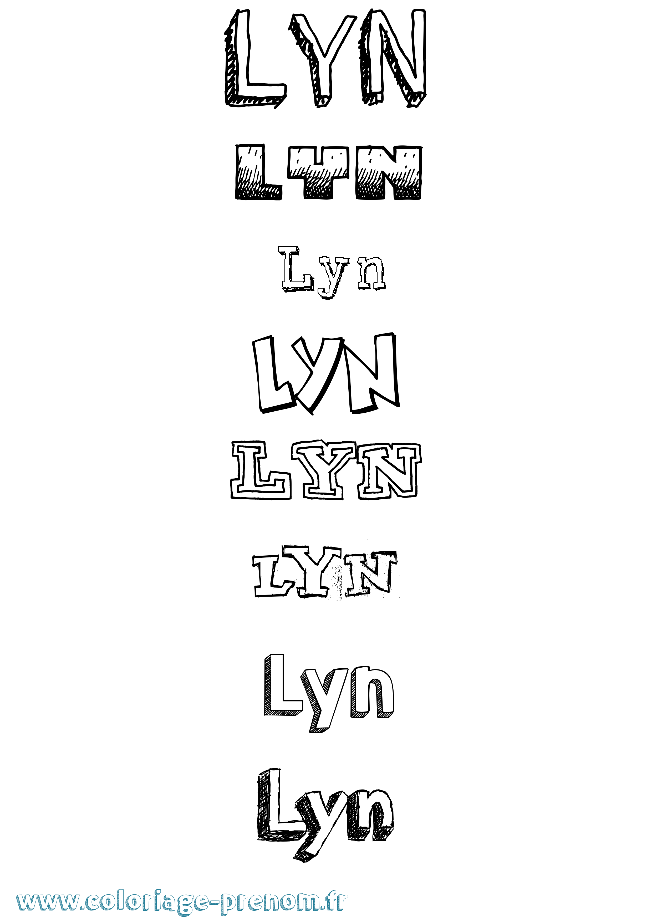 Coloriage Lyn Dessiné Coloriage prénom Lyn Dessiné