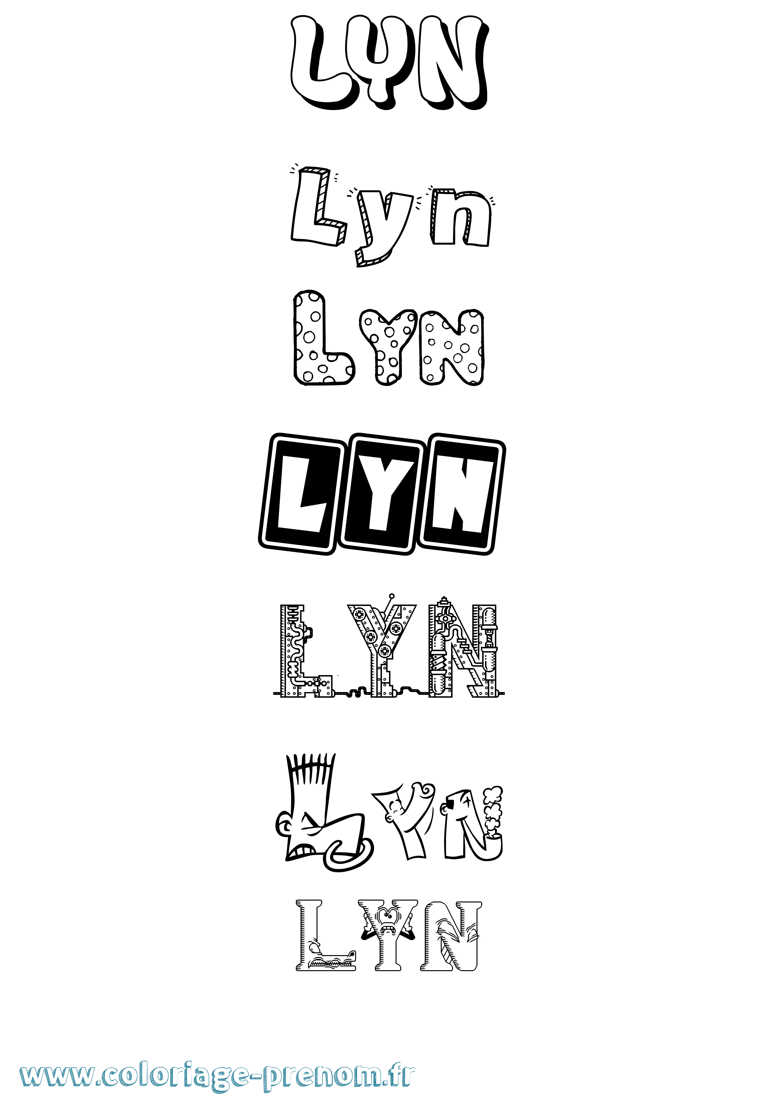 Coloriage Lyn Fun Coloriage prénom Lyn Fun