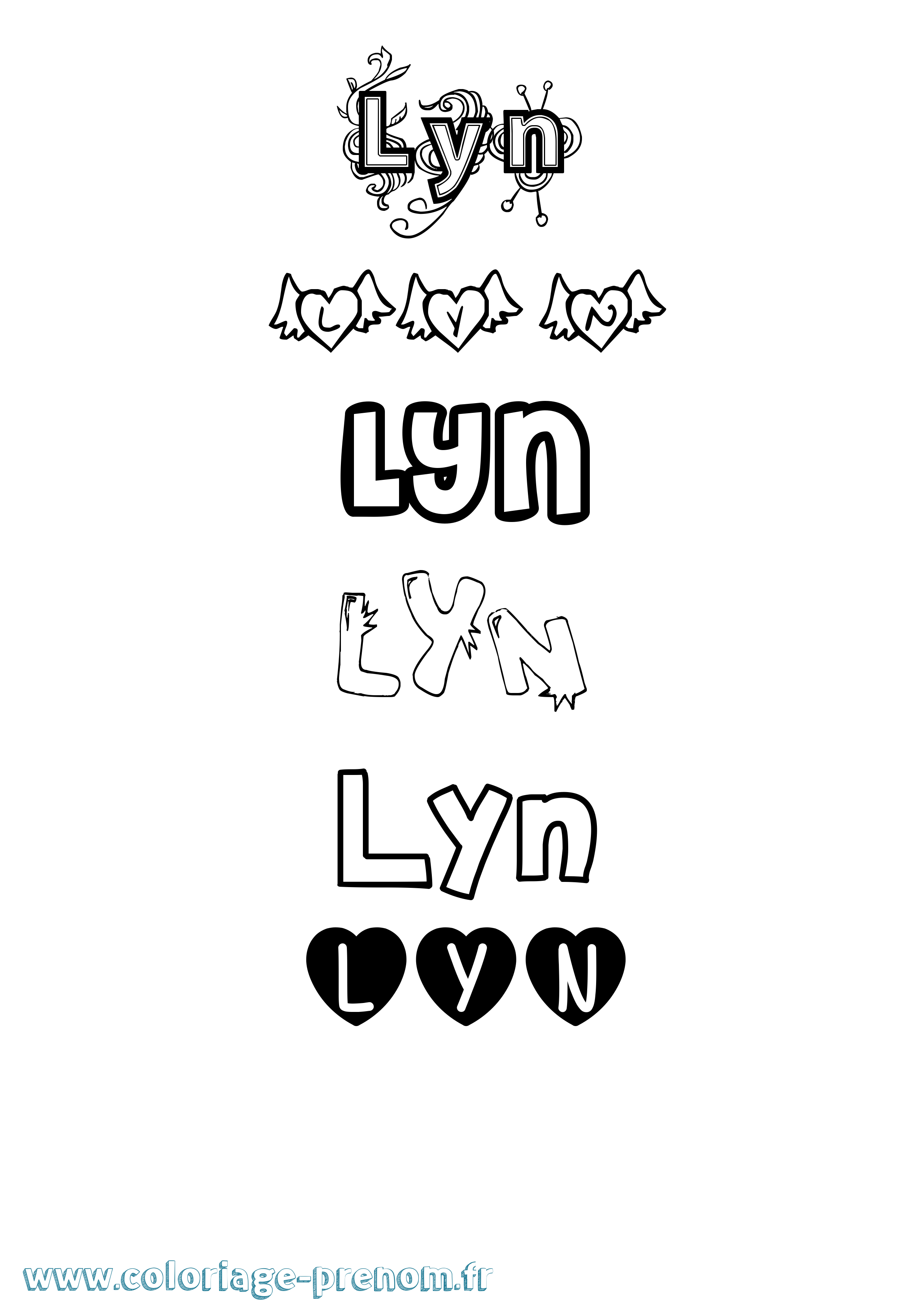 Coloriage Lyn Girly Coloriage prénom Lyn Girly
