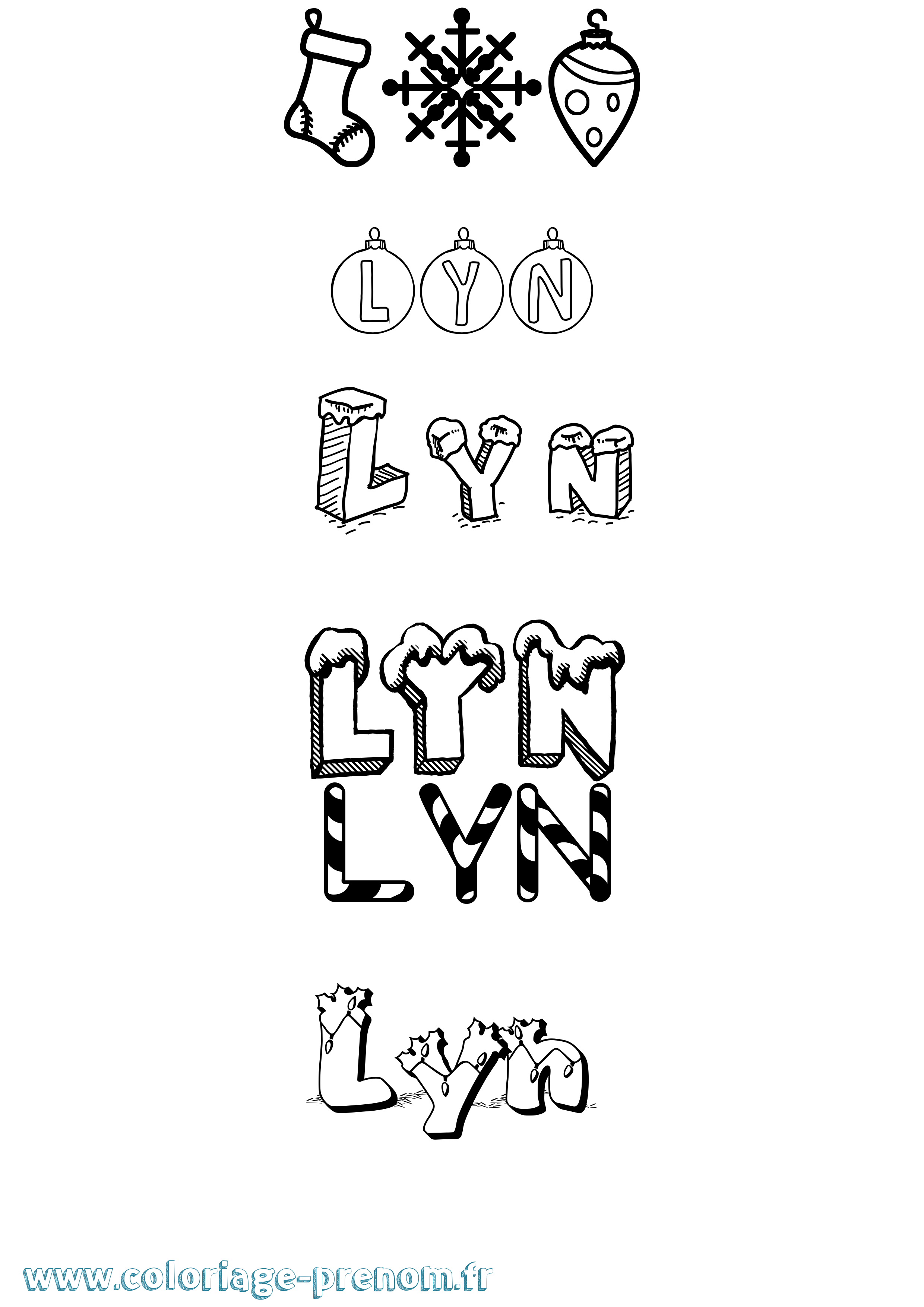 Coloriage Lyn Noël Coloriage prénom Lyn Noël