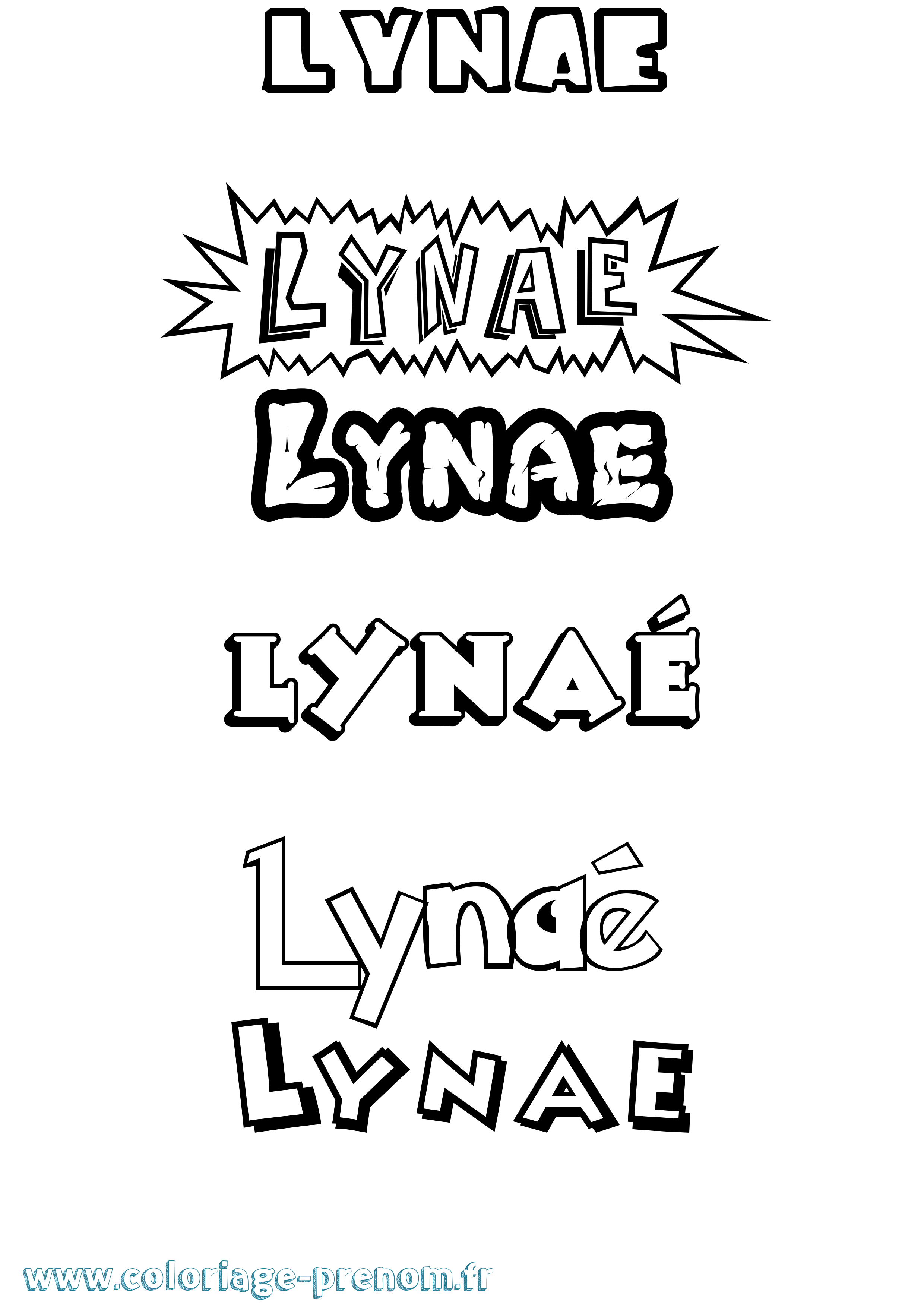 Coloriage Lynaé Dessin Animé Coloriage prénom Lynaé Dessin Animé