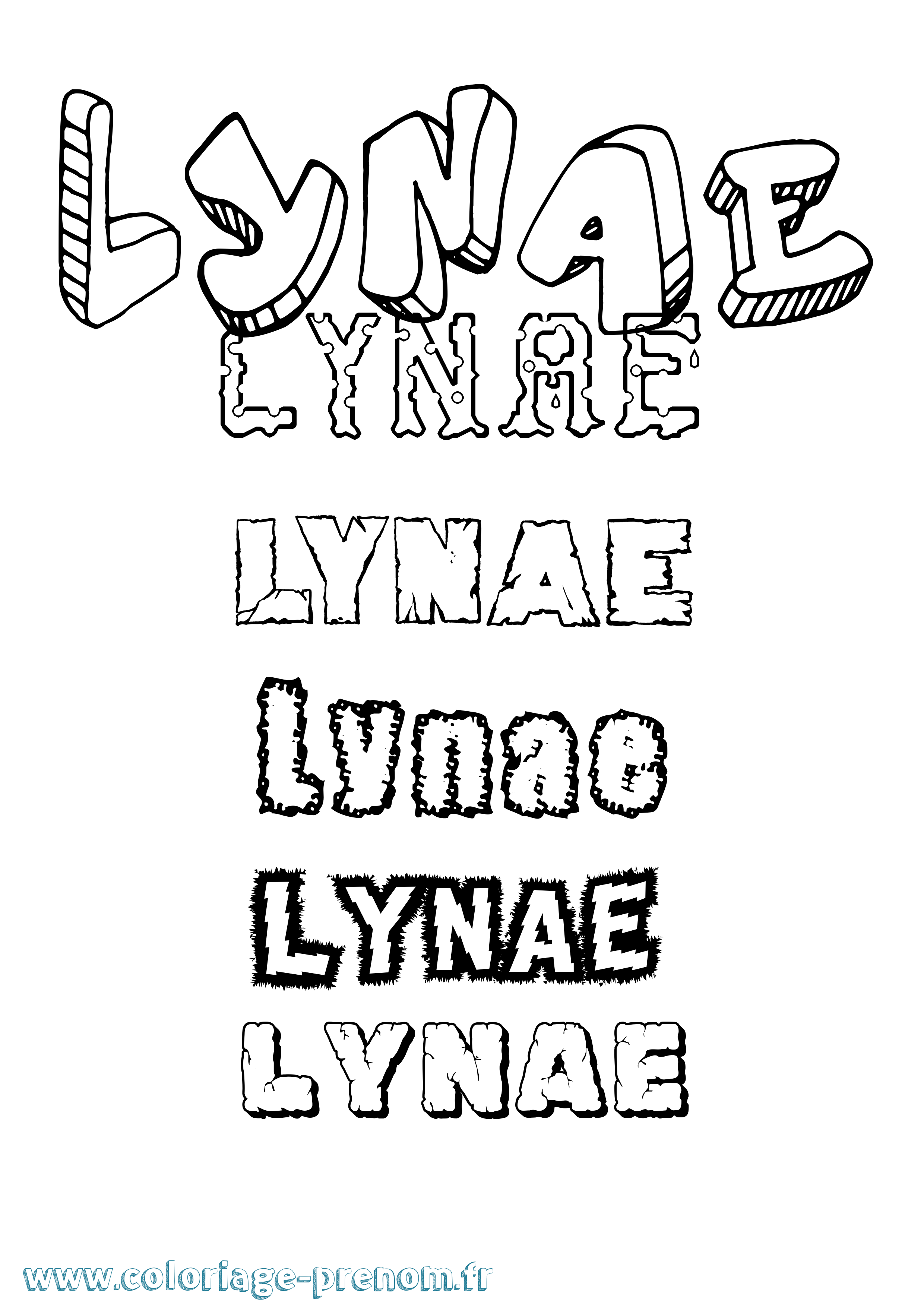 Coloriage Lynaé Destructuré Coloriage prénom Lynaé Destructuré