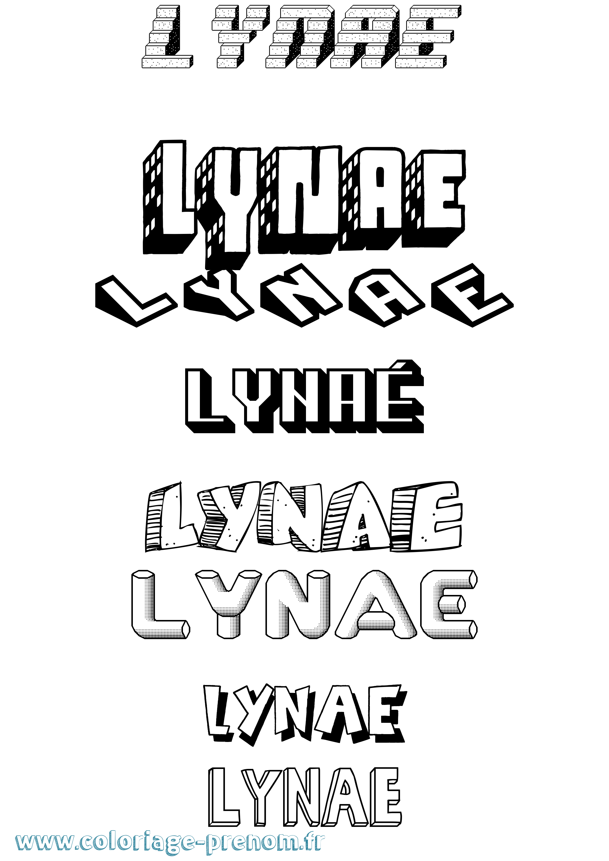 Coloriage Lynaé Effet 3D Coloriage prénom Lynaé Effet 3D