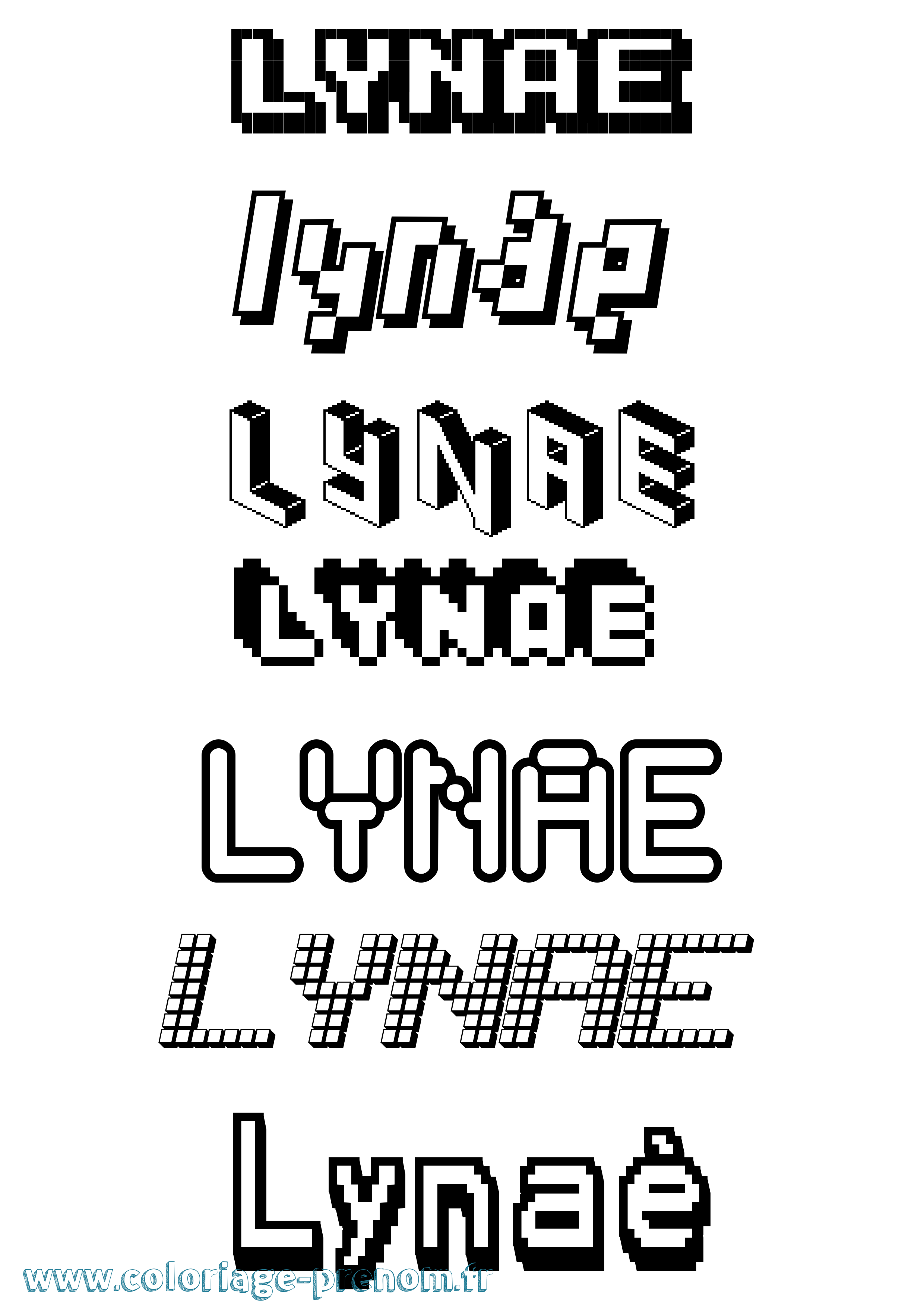 Coloriage Lynaé Pixel Coloriage prénom Lynaé Pixel