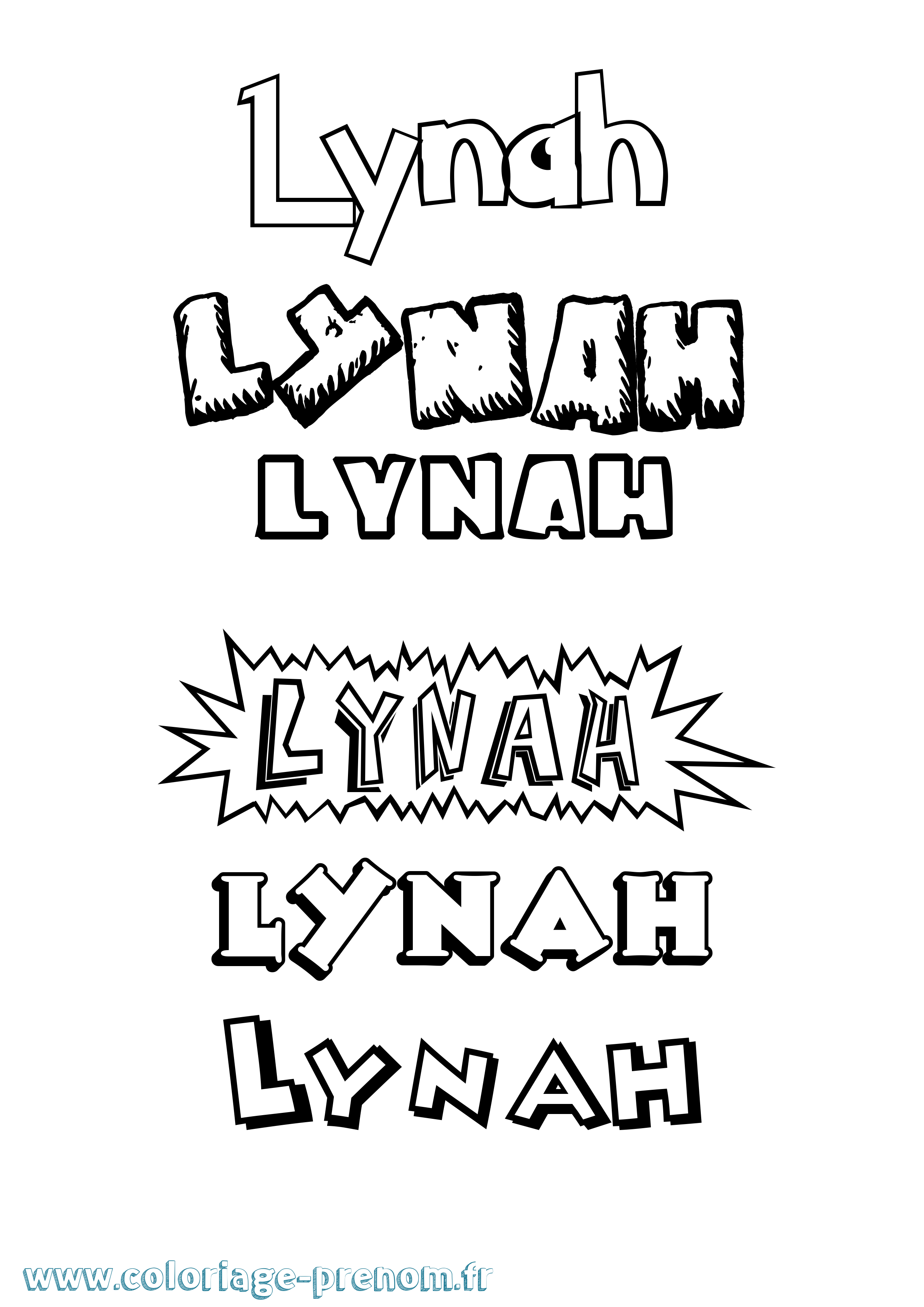Coloriage Lynah Dessin Animé Coloriage prénom Lynah Dessin Animé