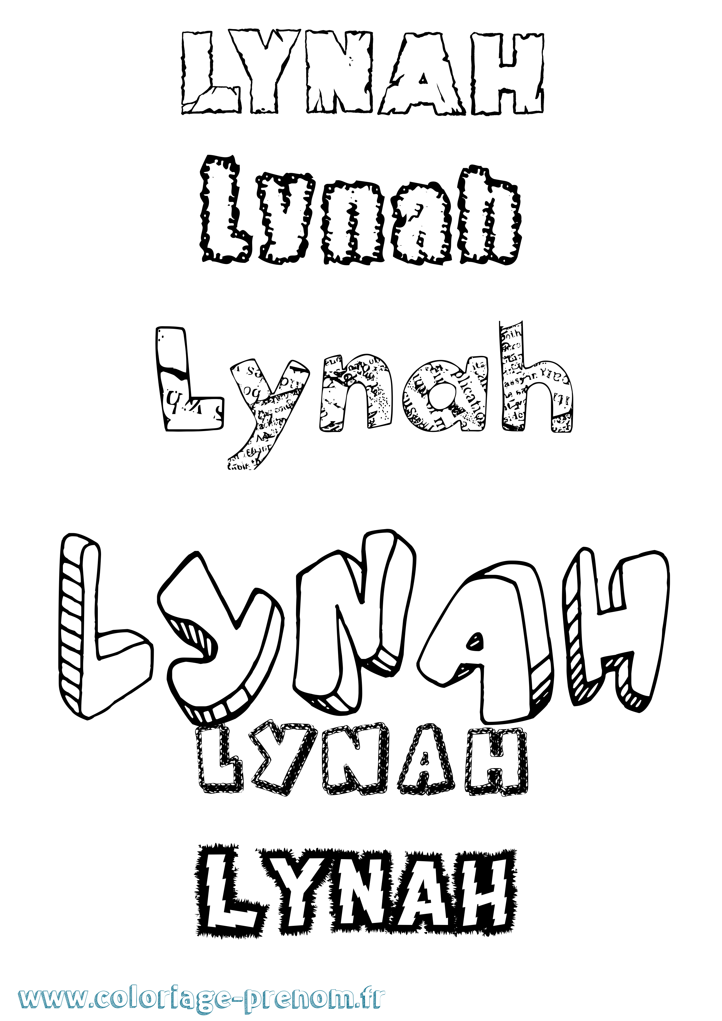 Coloriage Lynah Destructuré Coloriage prénom Lynah Destructuré
