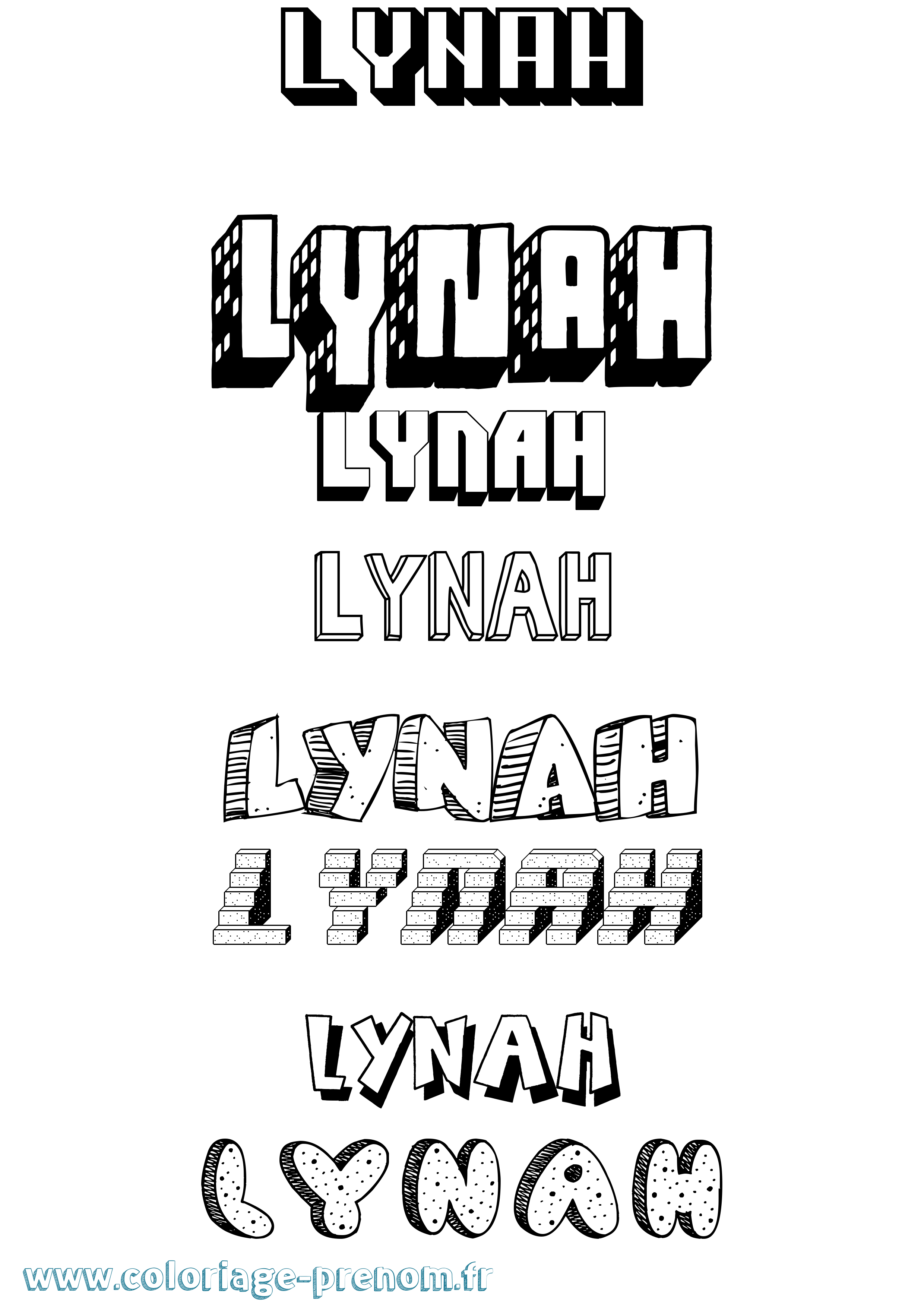 Coloriage Lynah Effet 3D Coloriage prénom Lynah Effet 3D