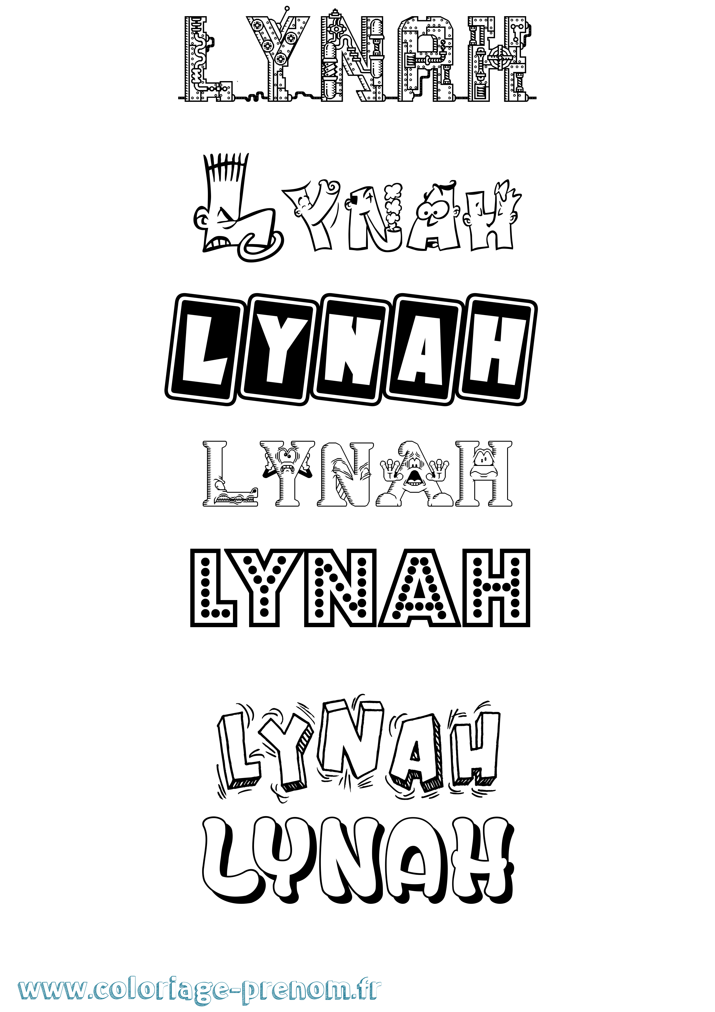 Coloriage Lynah Fun Coloriage prénom Lynah Fun