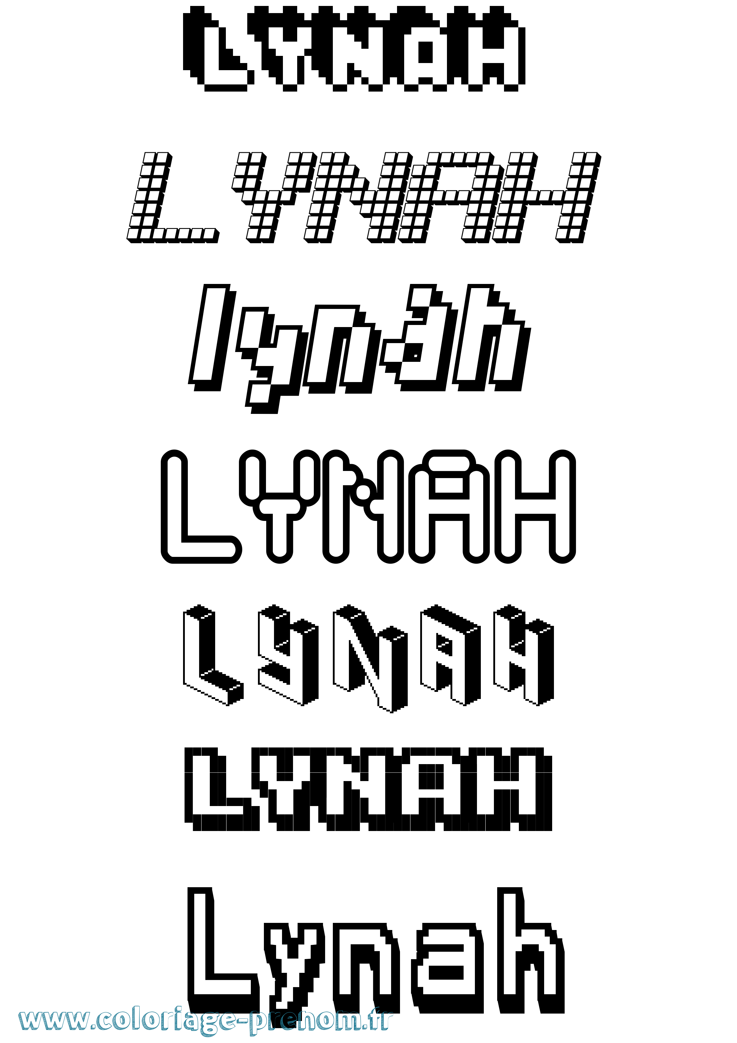 Coloriage Lynah Pixel Coloriage prénom Lynah Pixel