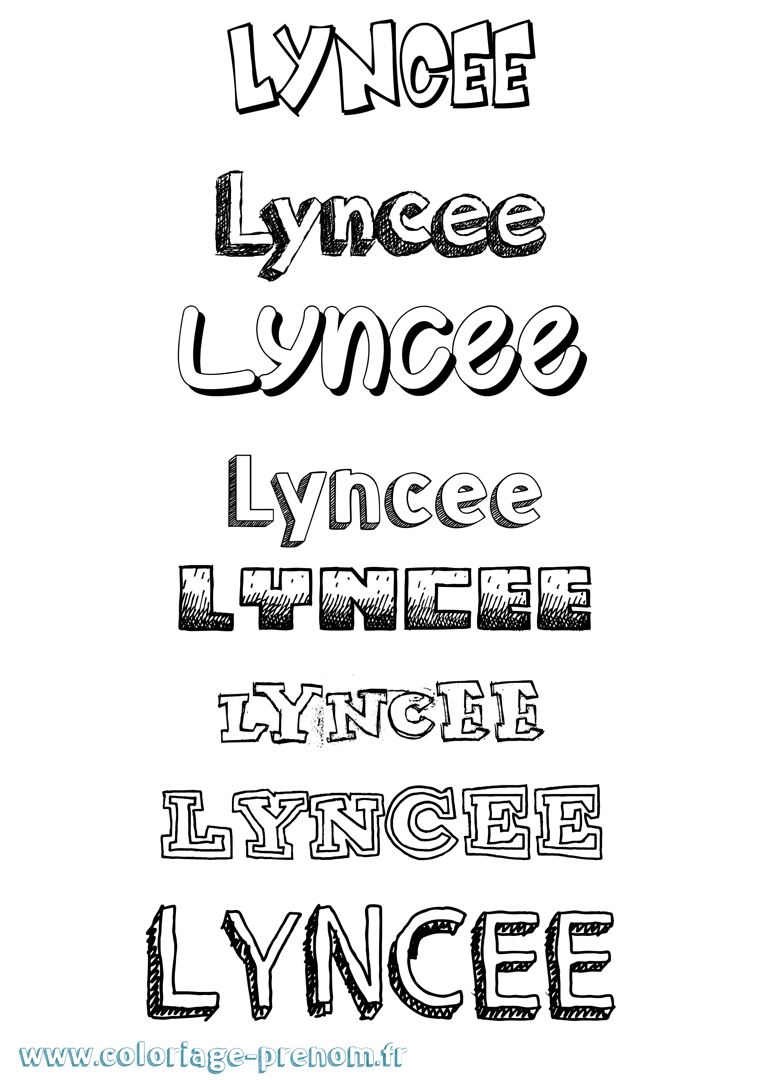 Coloriage Lyncee Dessiné Coloriage prénom Lyncee Dessiné