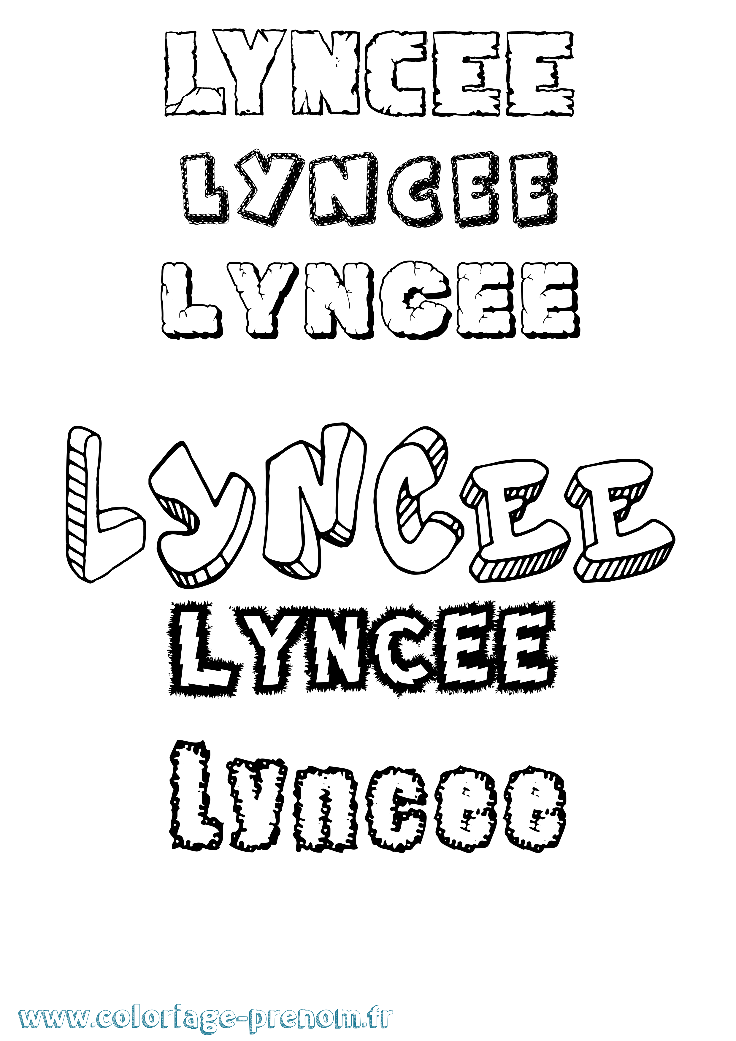 Coloriage Lyncee Destructuré Coloriage prénom Lyncee Destructuré