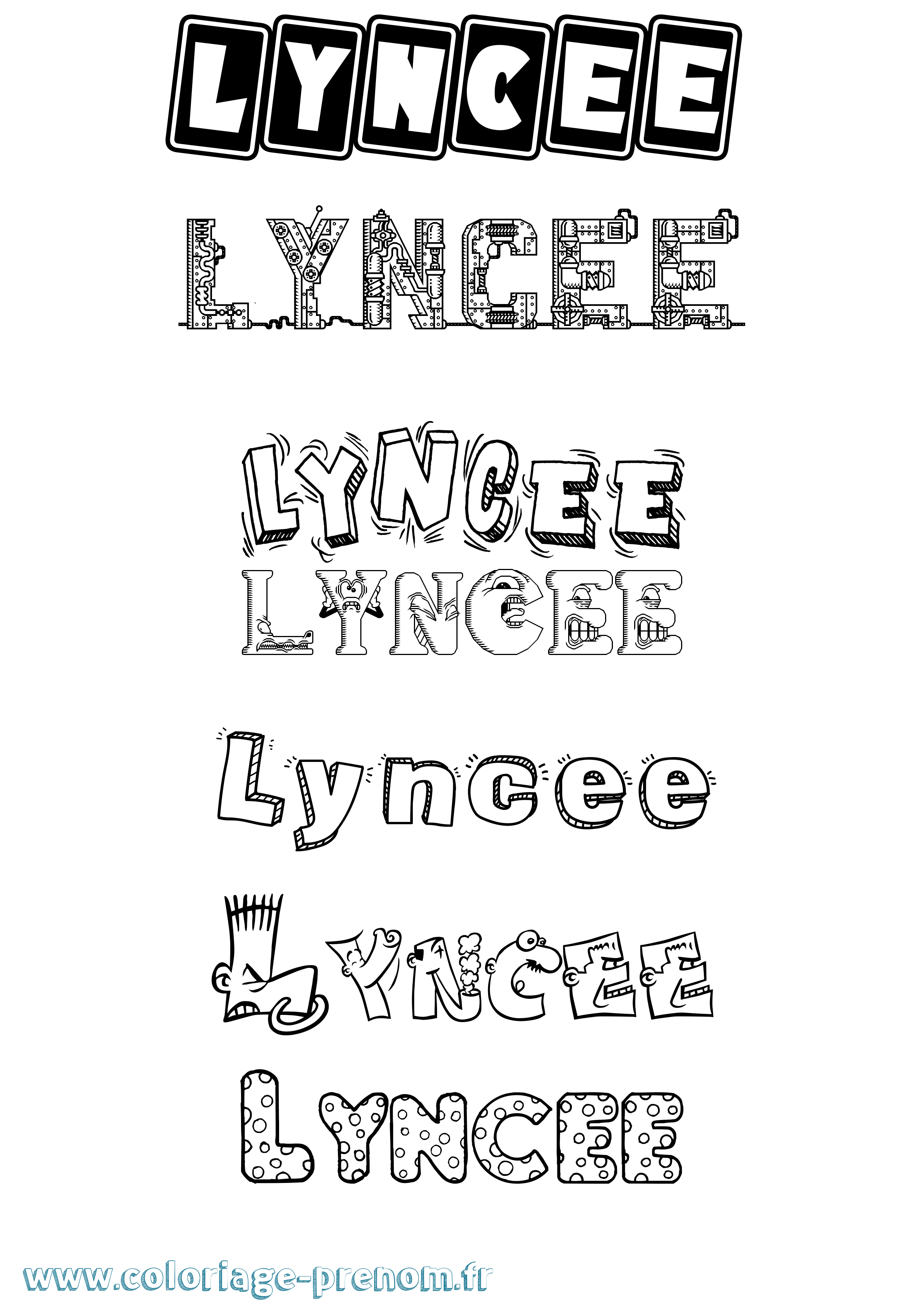 Coloriage Lyncee Fun Coloriage prénom Lyncee Fun