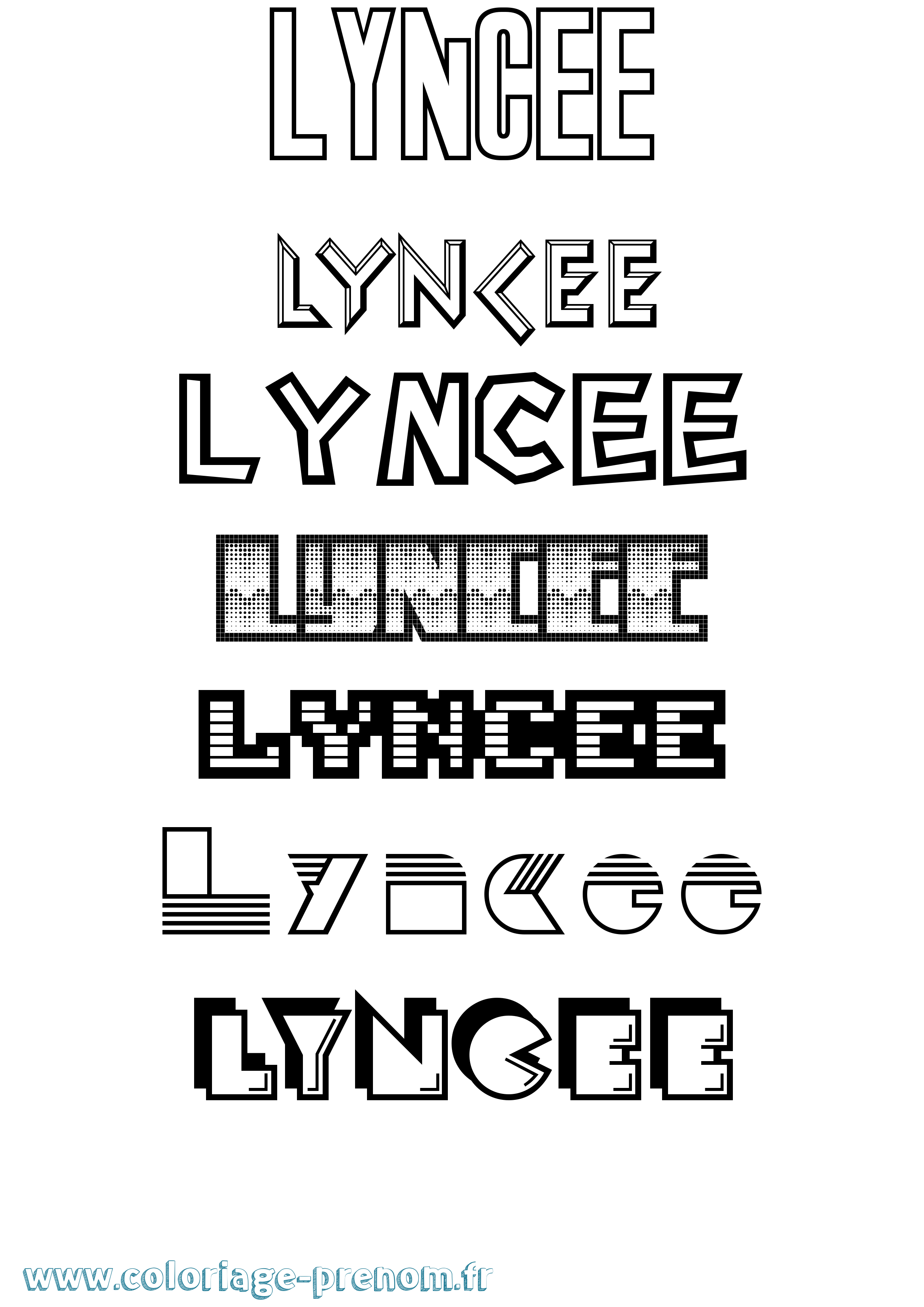 Coloriage Lyncee Jeux Vidéos Coloriage prénom Lyncee Jeux Vidéos