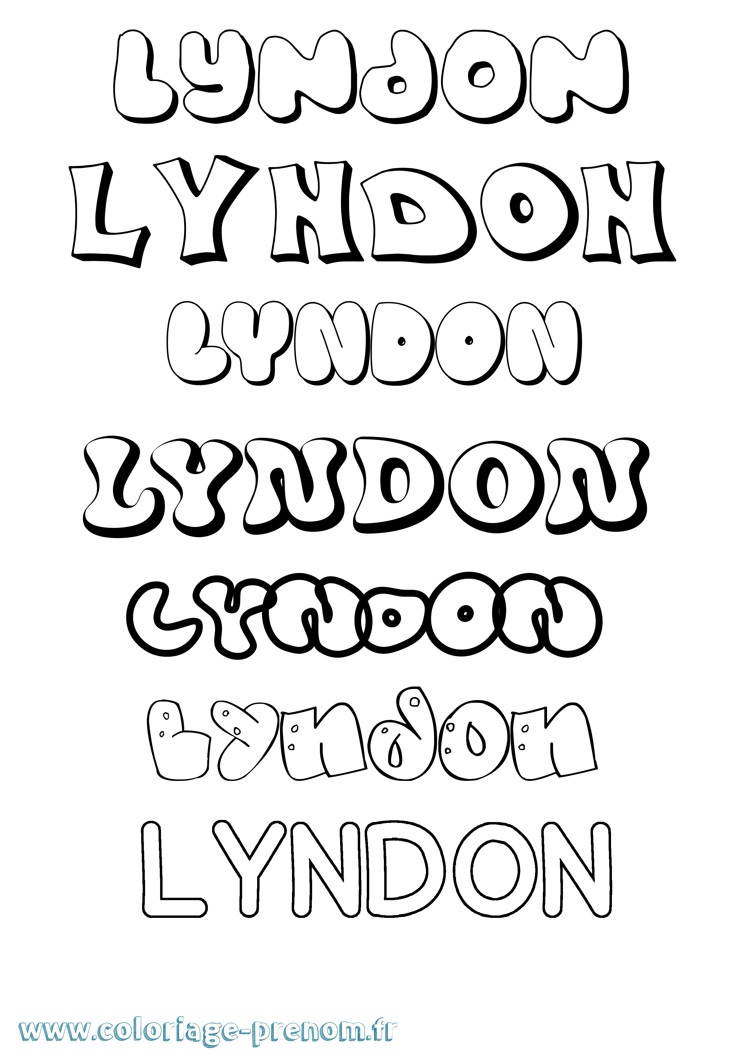 Coloriage Lyndon Bubble Coloriage prénom Lyndon Bubble