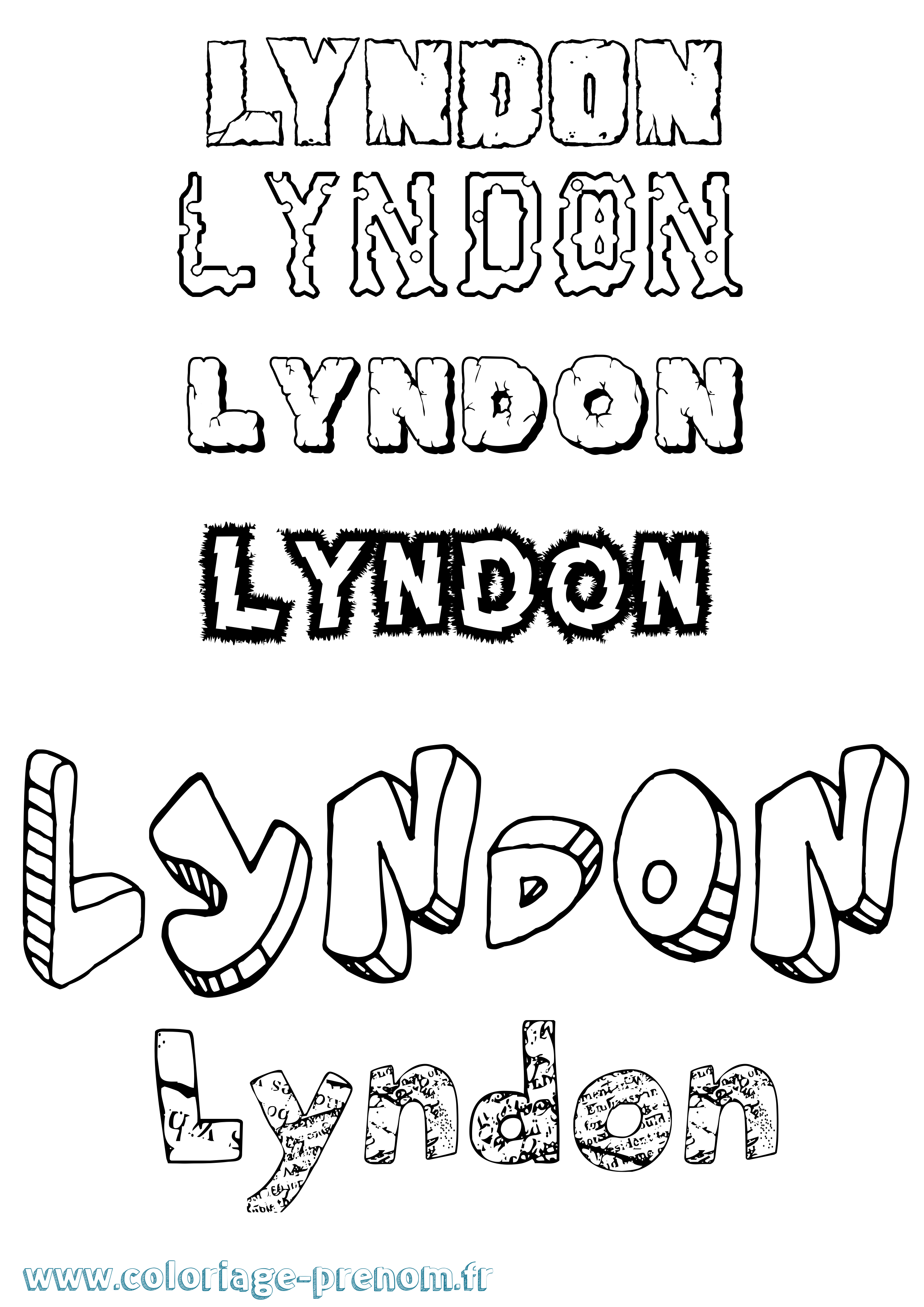 Coloriage Lyndon Destructuré Coloriage prénom Lyndon Destructuré
