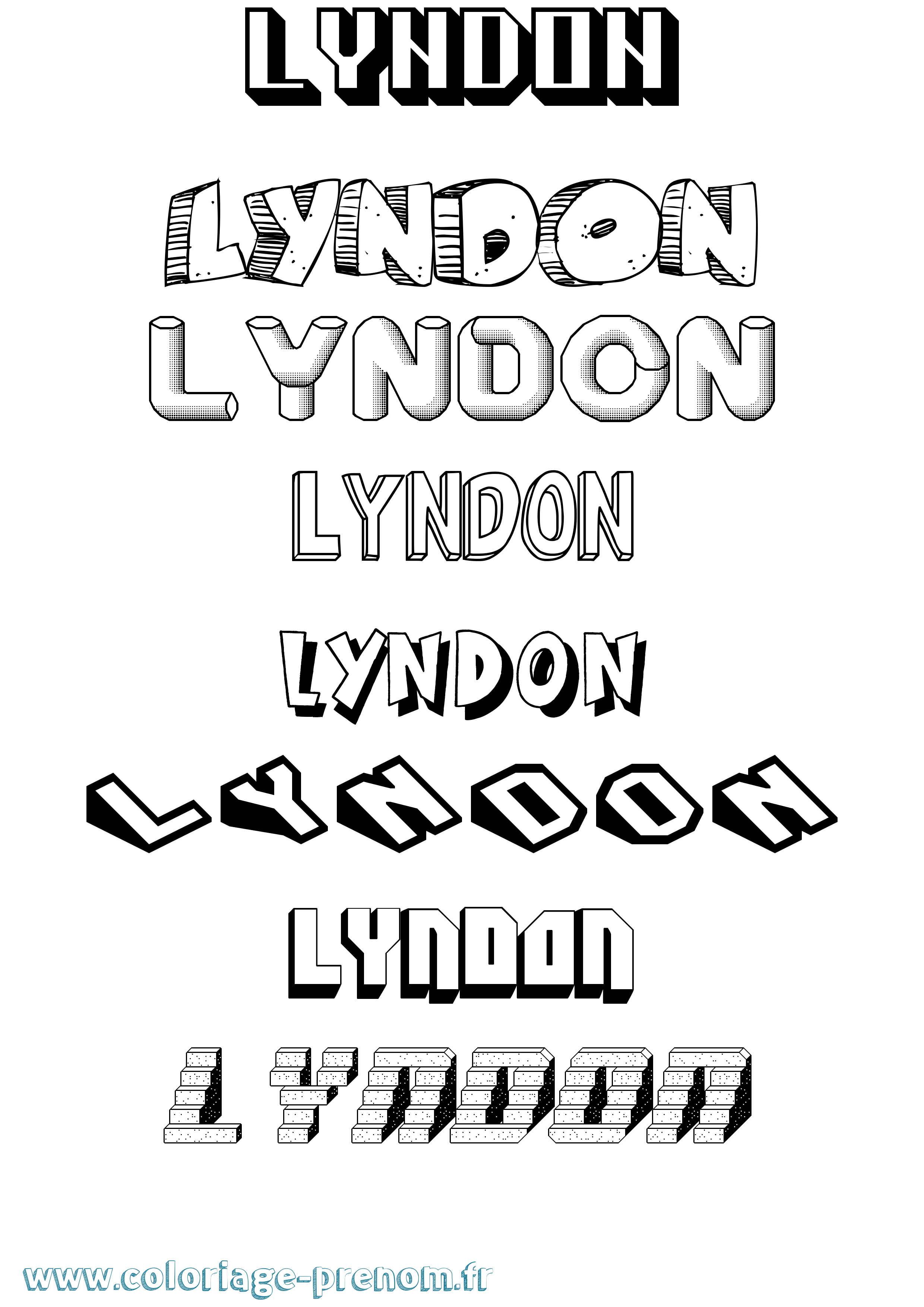 Coloriage Lyndon Effet 3D Coloriage prénom Lyndon Effet 3D