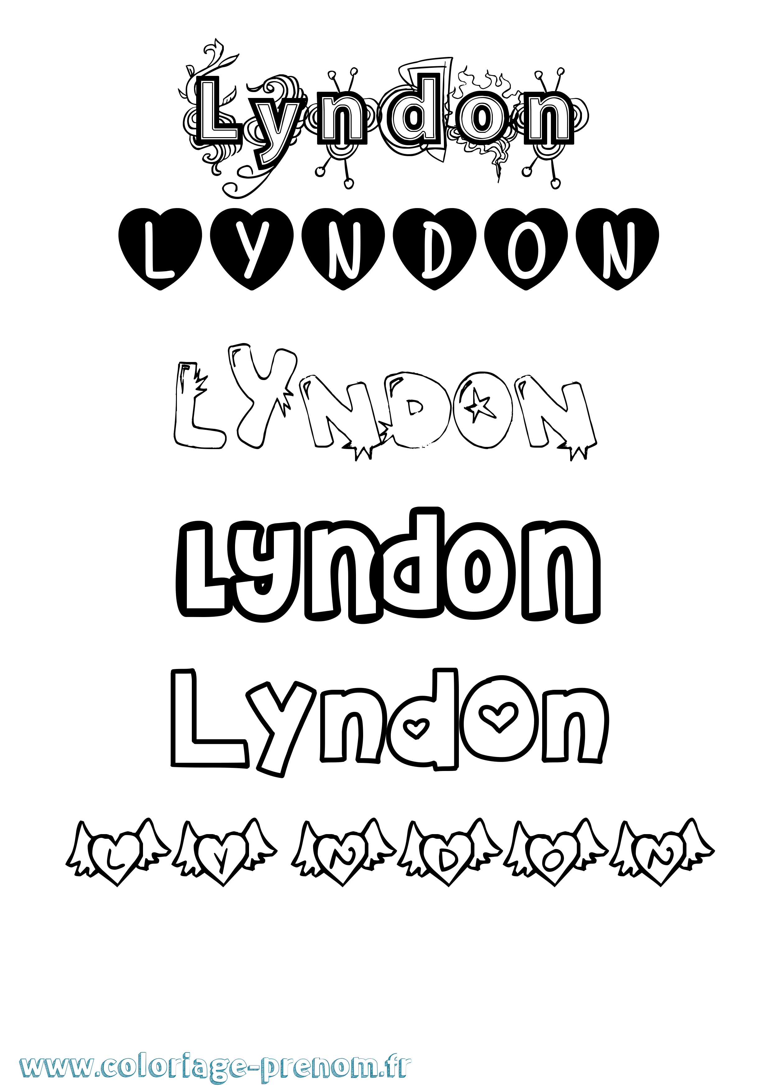Coloriage Lyndon Girly Coloriage prénom Lyndon Girly