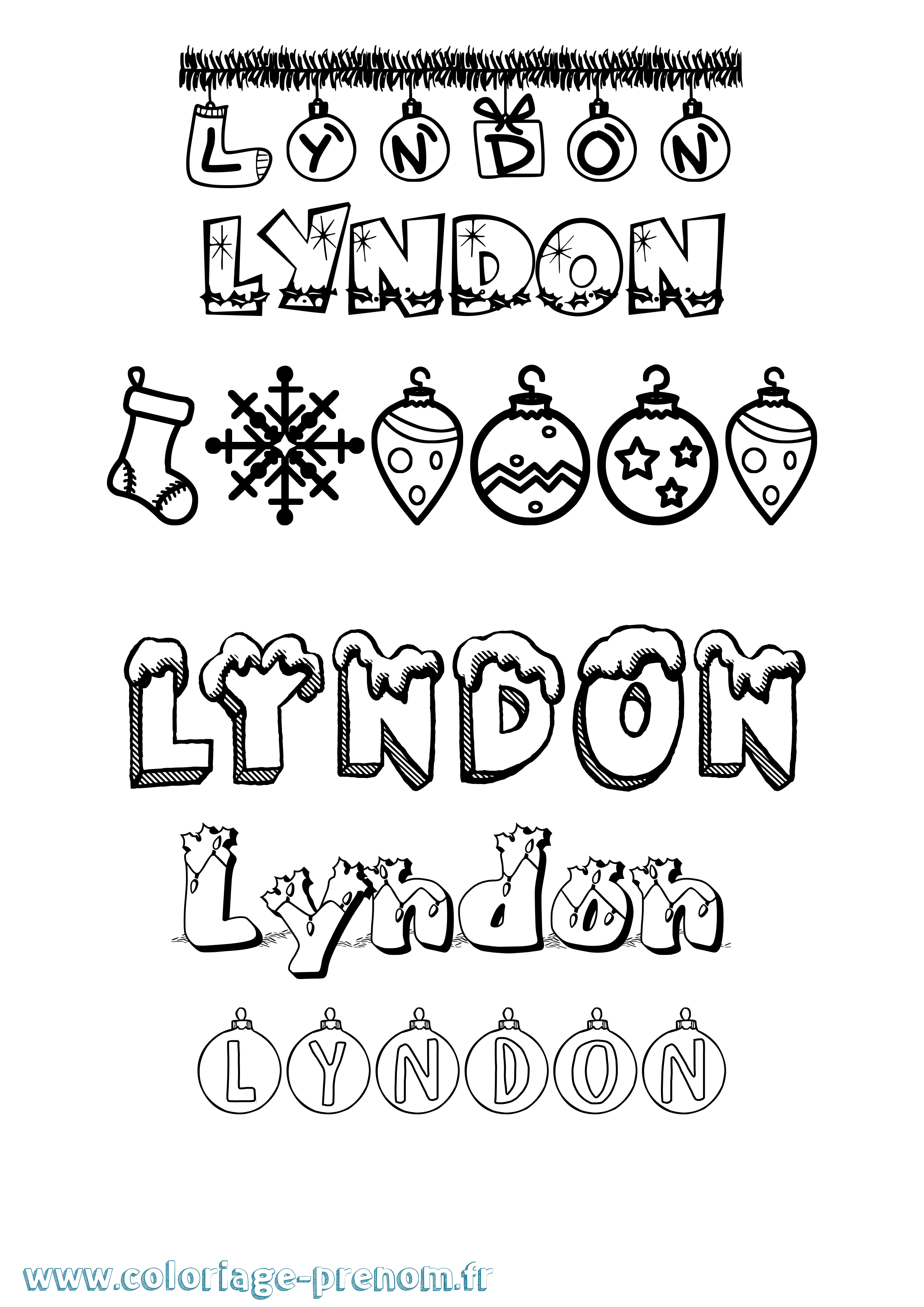 Coloriage Lyndon Noël Coloriage prénom Lyndon Noël