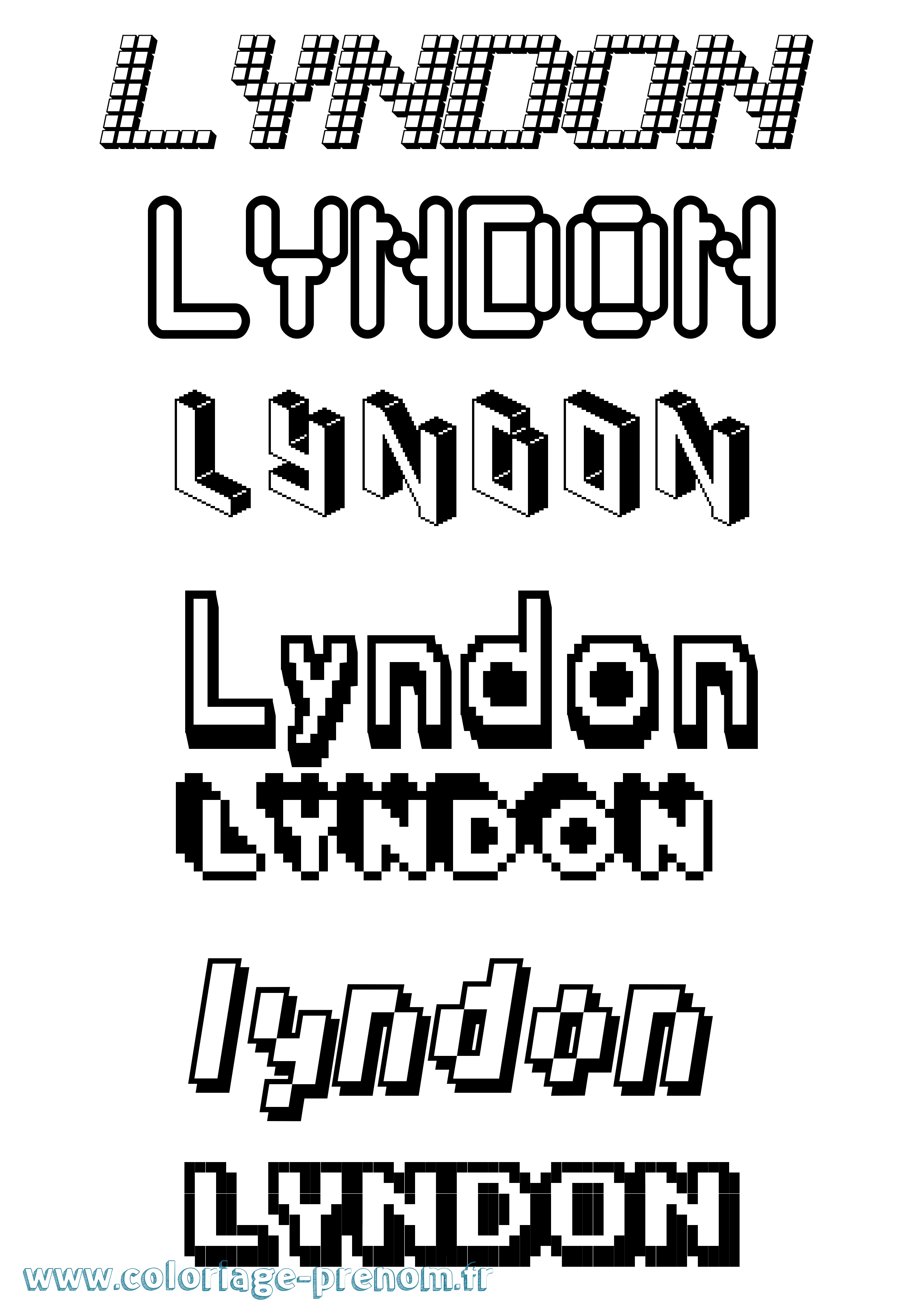 Coloriage Lyndon Pixel Coloriage prénom Lyndon Pixel