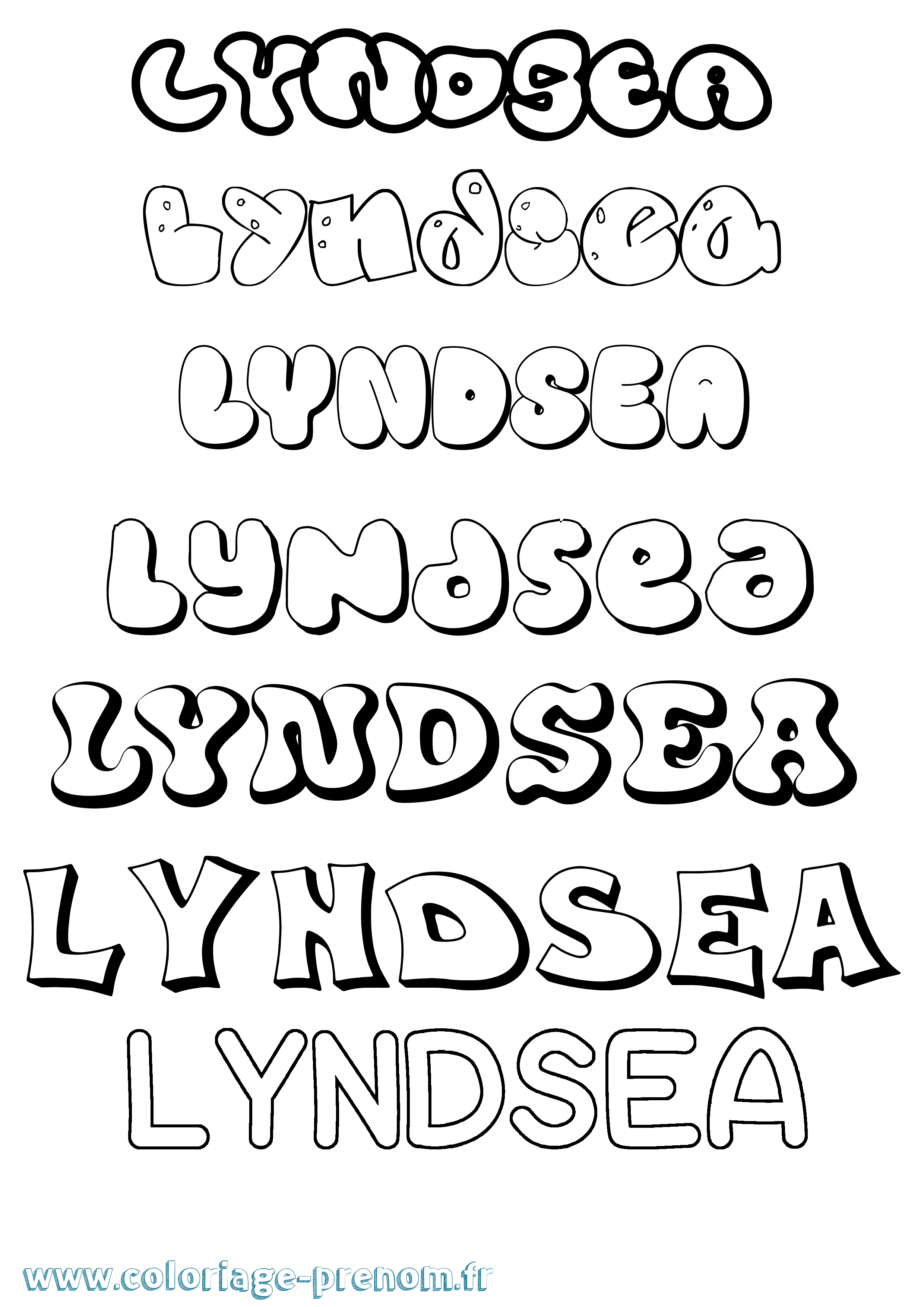 Coloriage Lyndsea Bubble Coloriage prénom Lyndsea Bubble