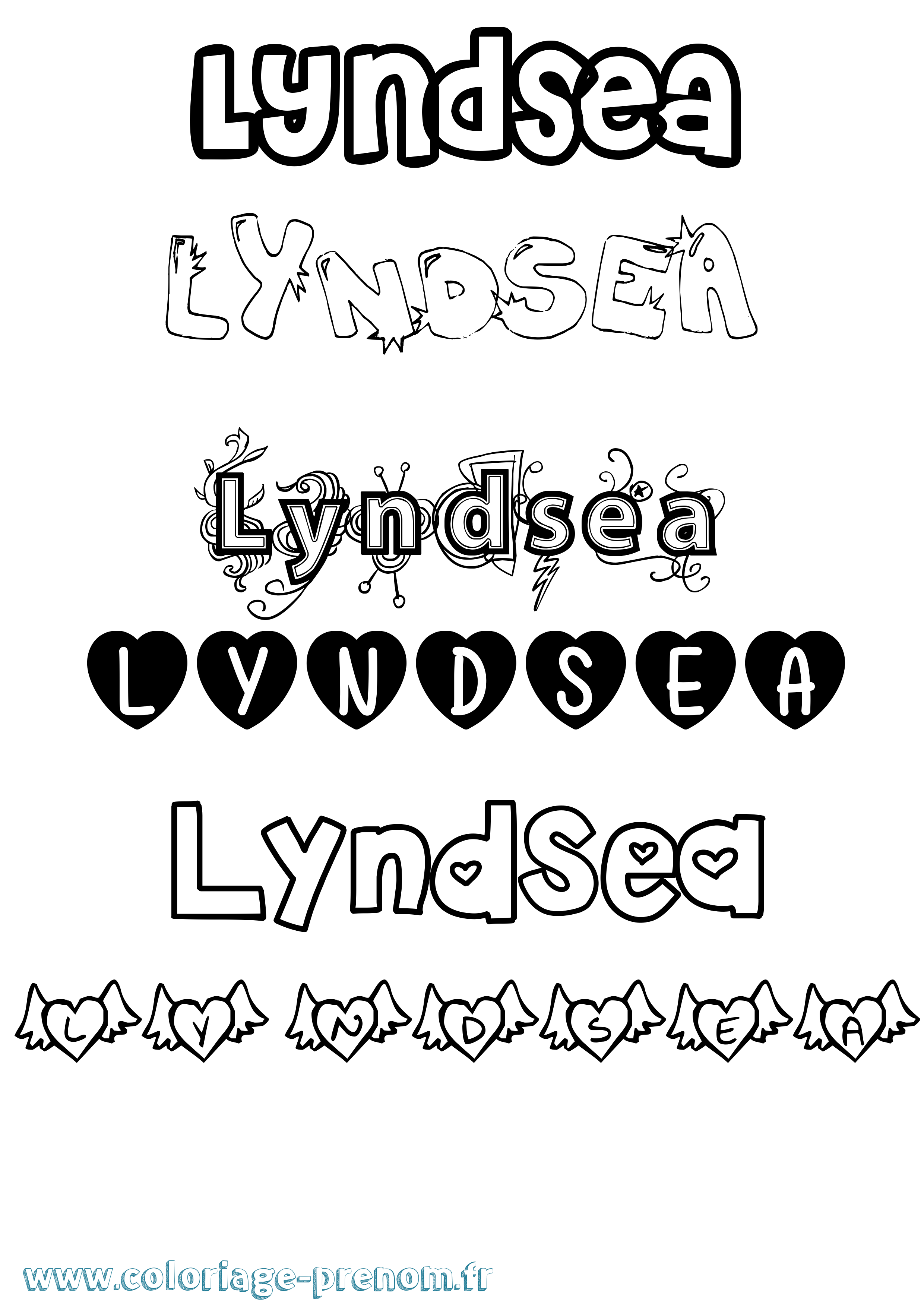 Coloriage Lyndsea Girly Coloriage prénom Lyndsea Girly