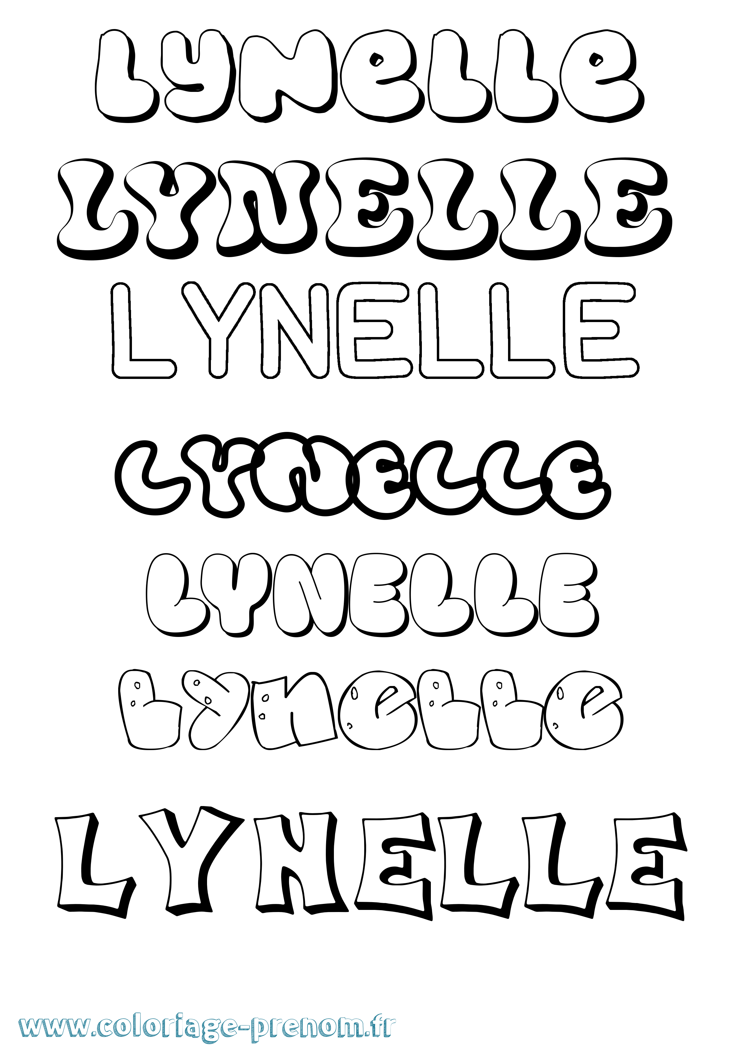Coloriage Lynelle Bubble Coloriage prénom Lynelle Bubble
