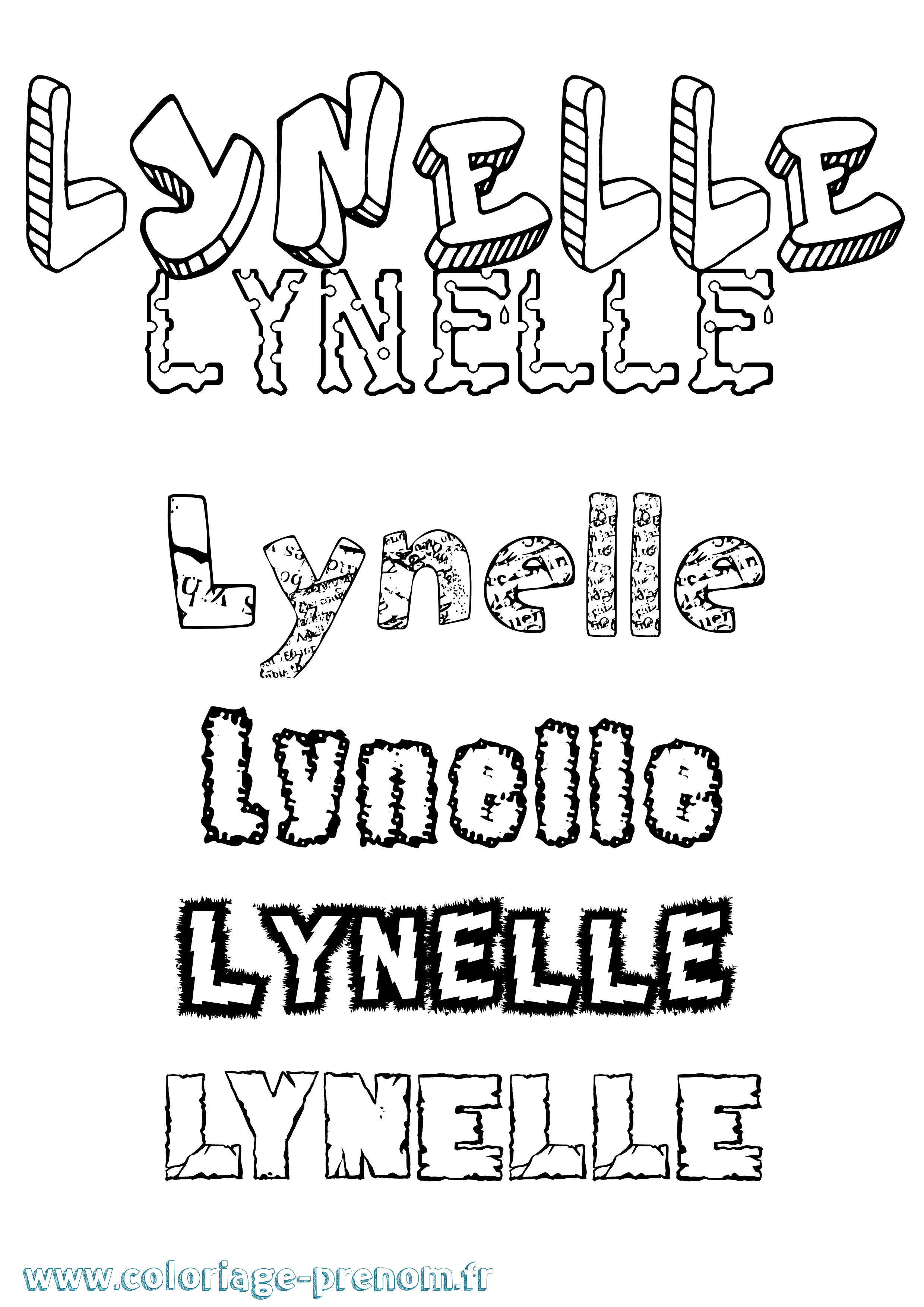 Coloriage Lynelle Destructuré Coloriage prénom Lynelle Destructuré