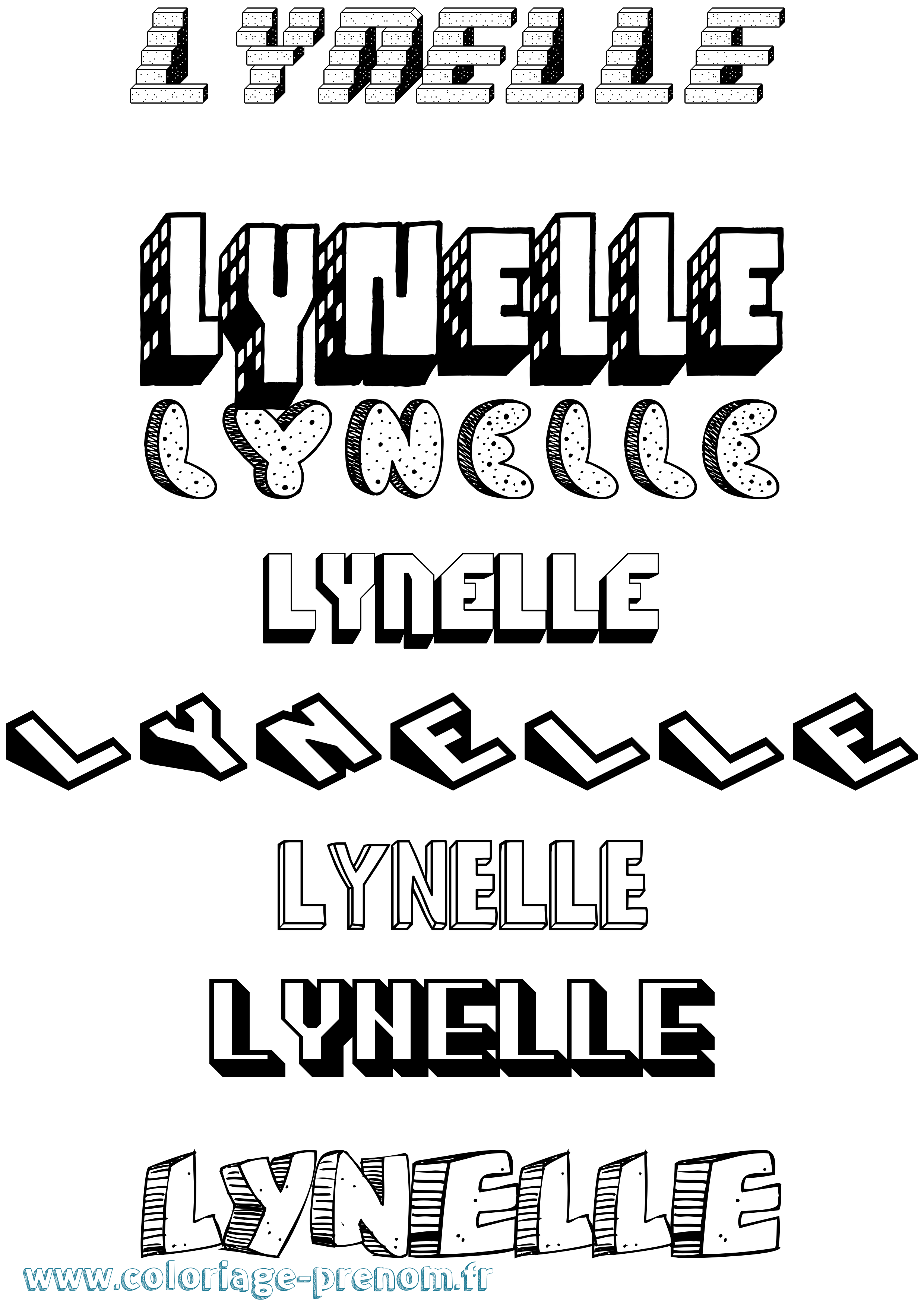 Coloriage Lynelle Effet 3D Coloriage prénom Lynelle Effet 3D