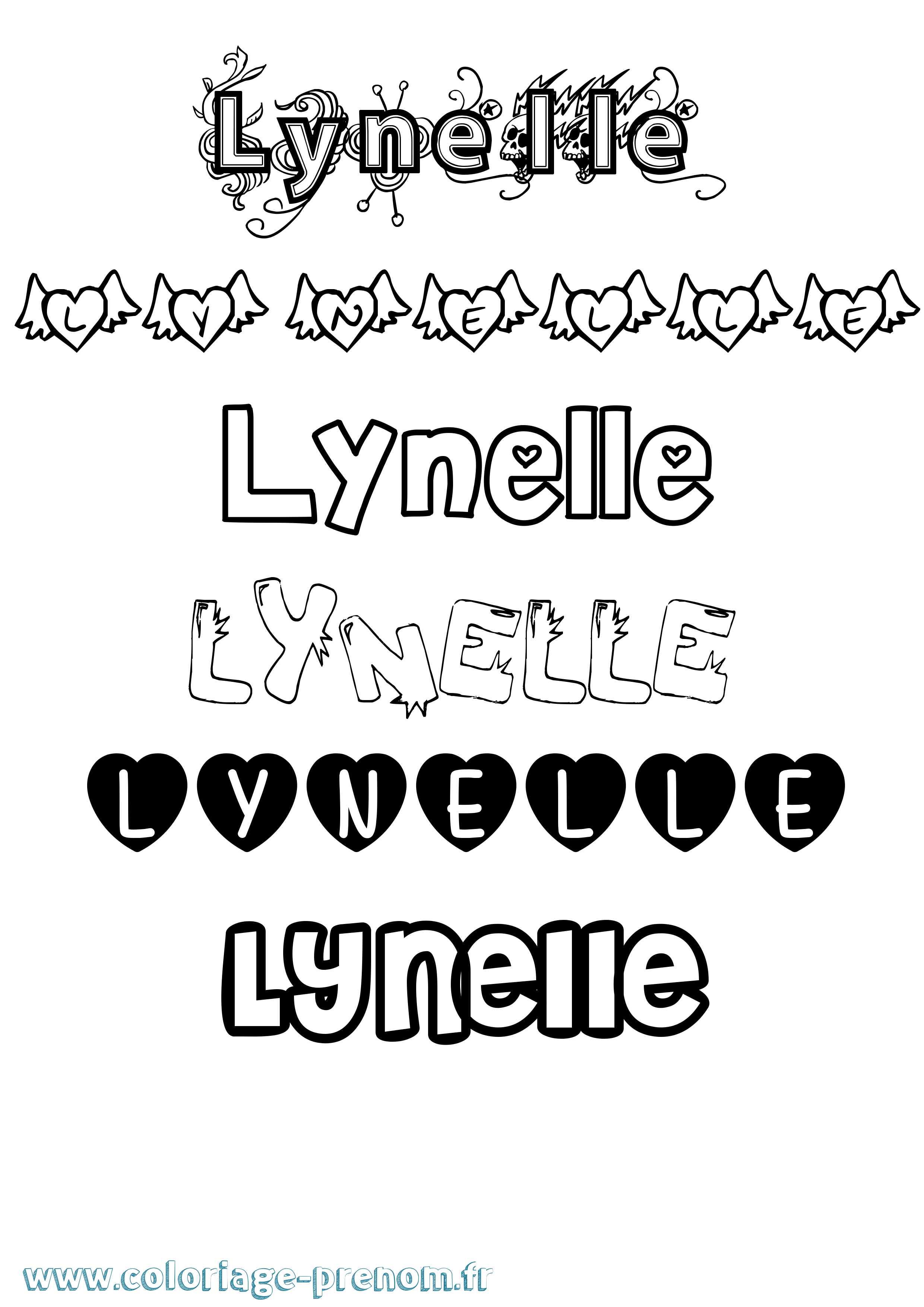 Coloriage Lynelle Girly Coloriage prénom Lynelle Girly